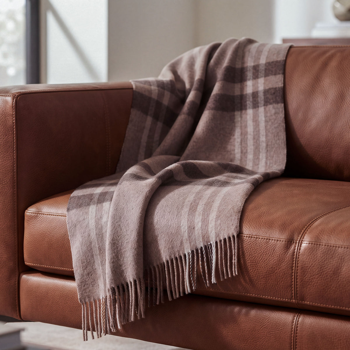 Plaid Check Pure Alpaca Luxury Throw Blanket (4 Colors)