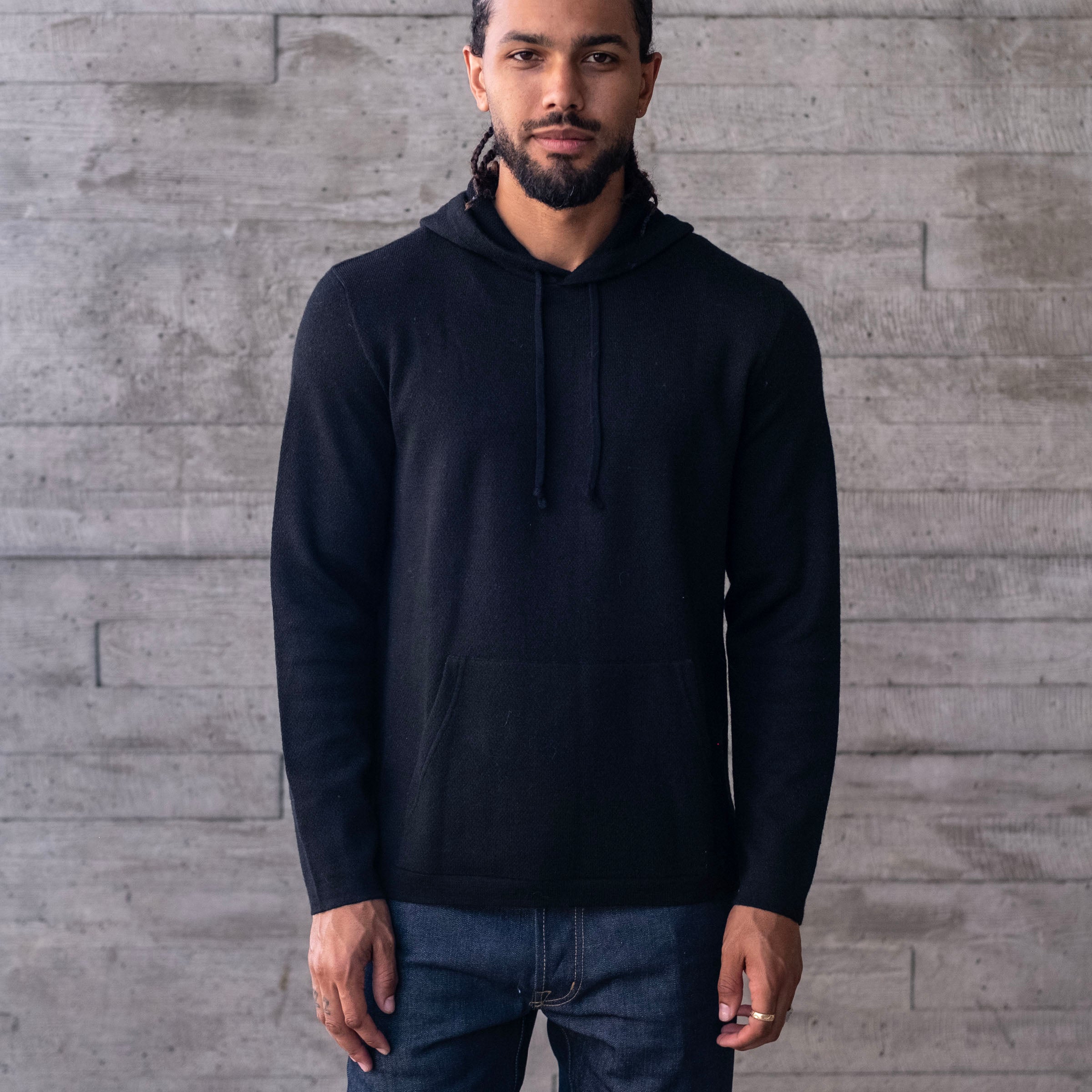 Hooded 2-Ply Sweatshirt in Baby Alpaca and Pima Cotton