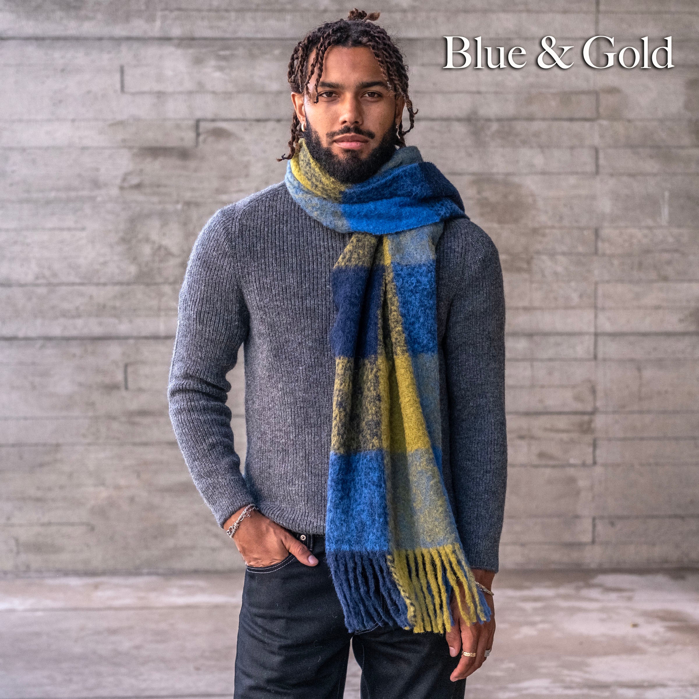 Alpaca Large Buffalo Check Boucle Scarves