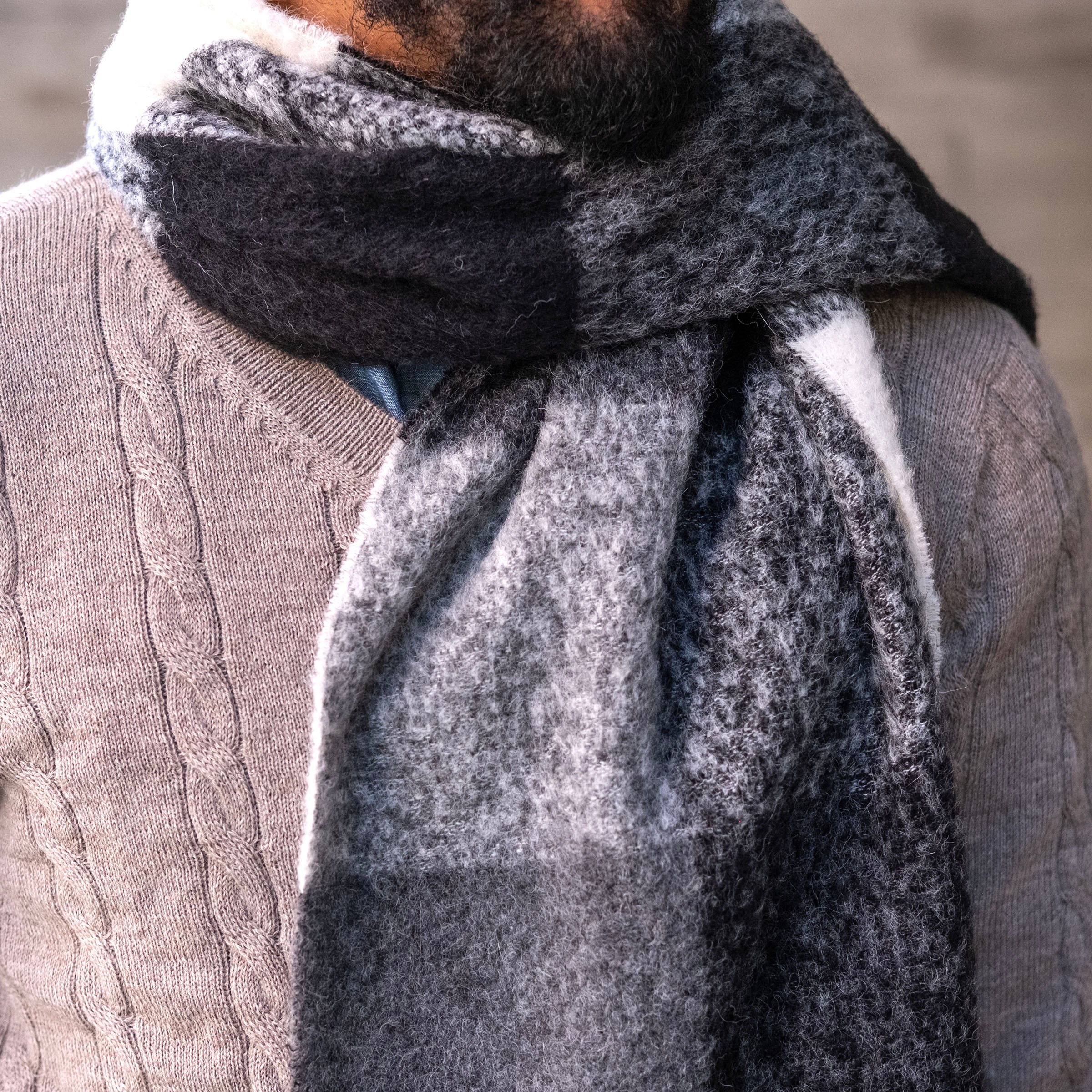 Alpaca Large Buffalo Check Boucle Scarves
