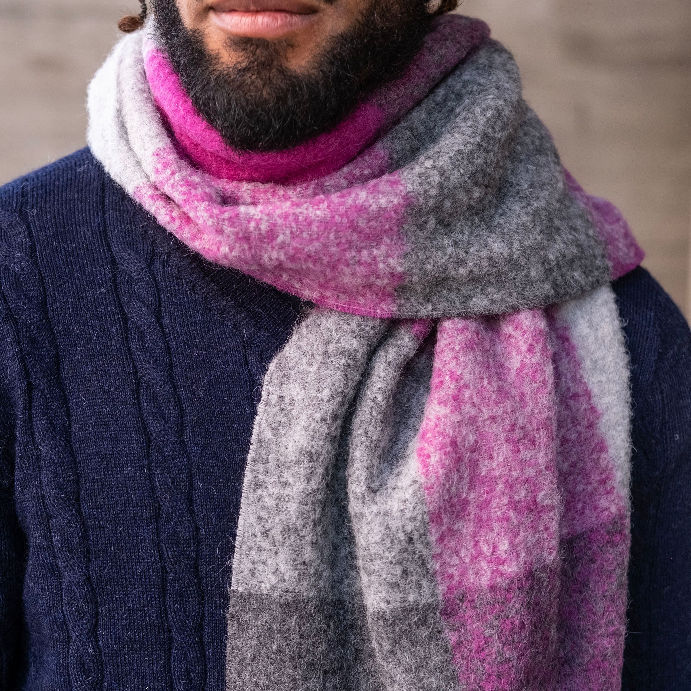 Alpaca Large Buffalo Check Boucle Scarves