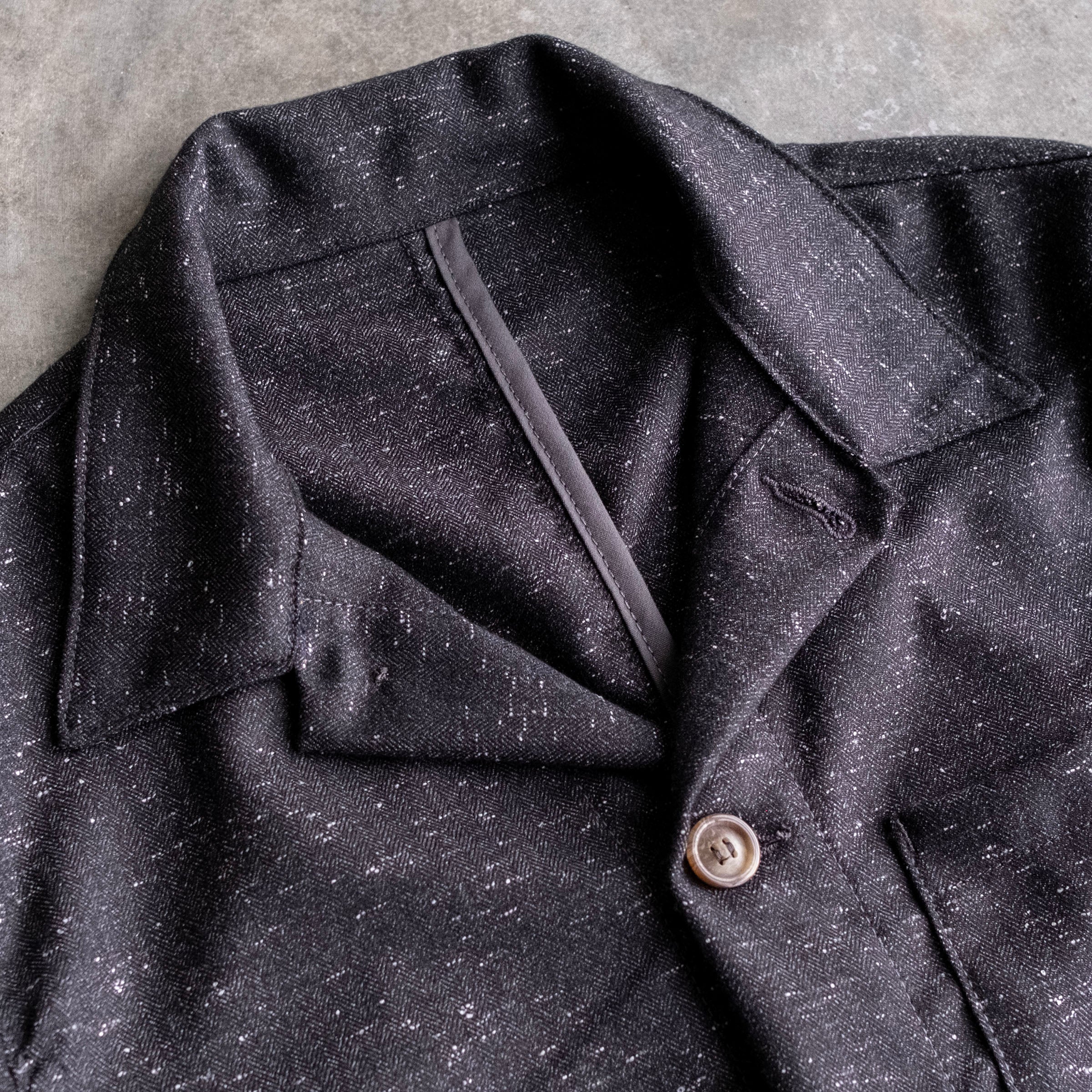 Doyle Jacket Speckled Herringbone Washable Wool-Nylon Sz 46