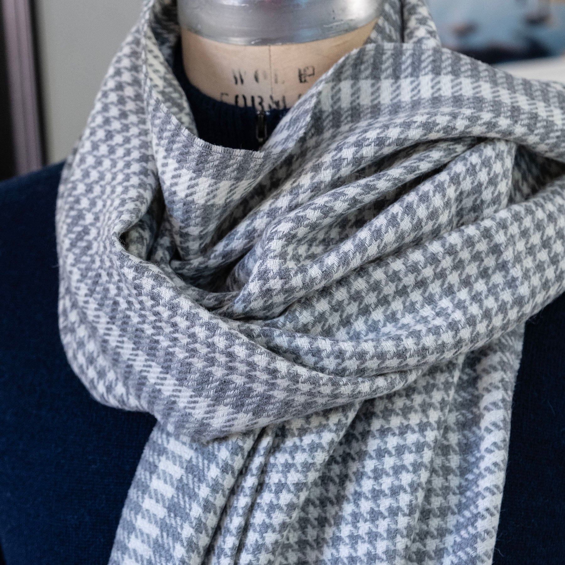 Alpaca Houndsooth Stoles Extra Long