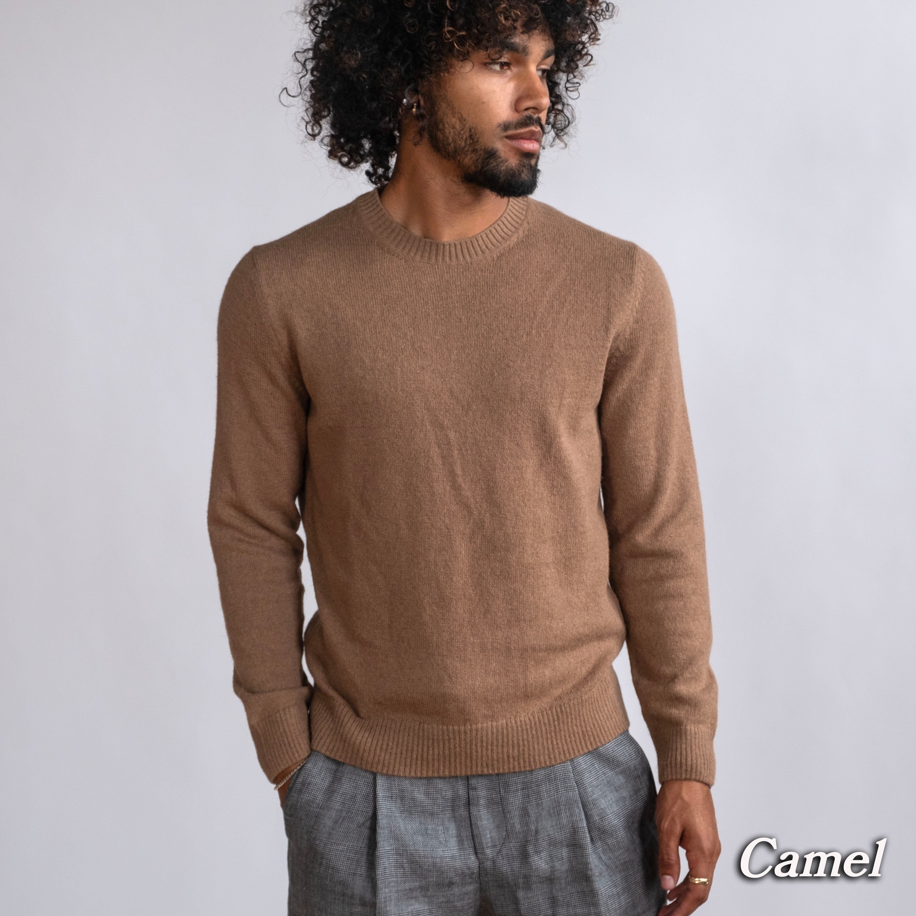 Alpaca Extrafine Knit Crewneck Sweater Camel Medium