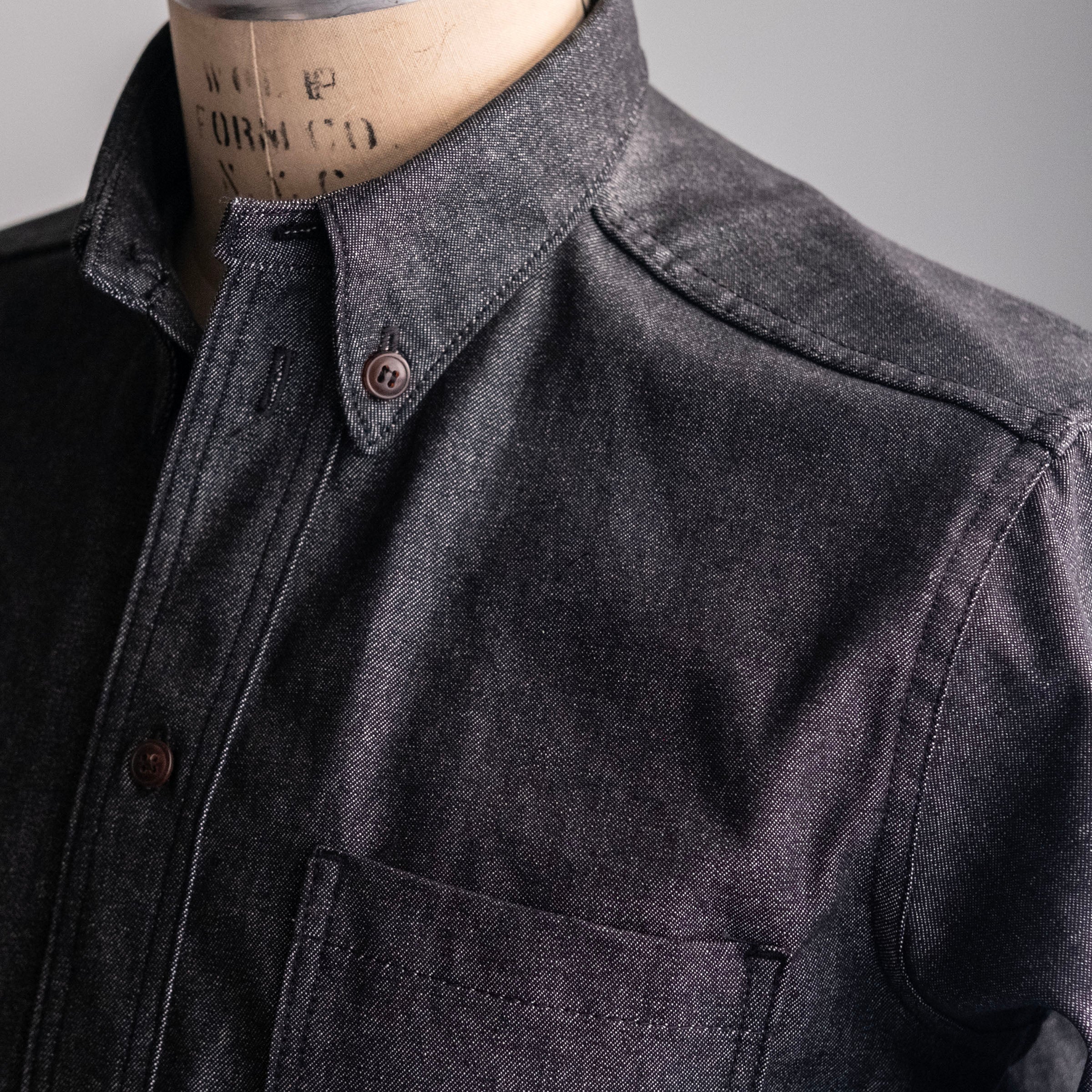 Denim Button Down Shirt Nihon Menpu Shadow Denim Sz Large