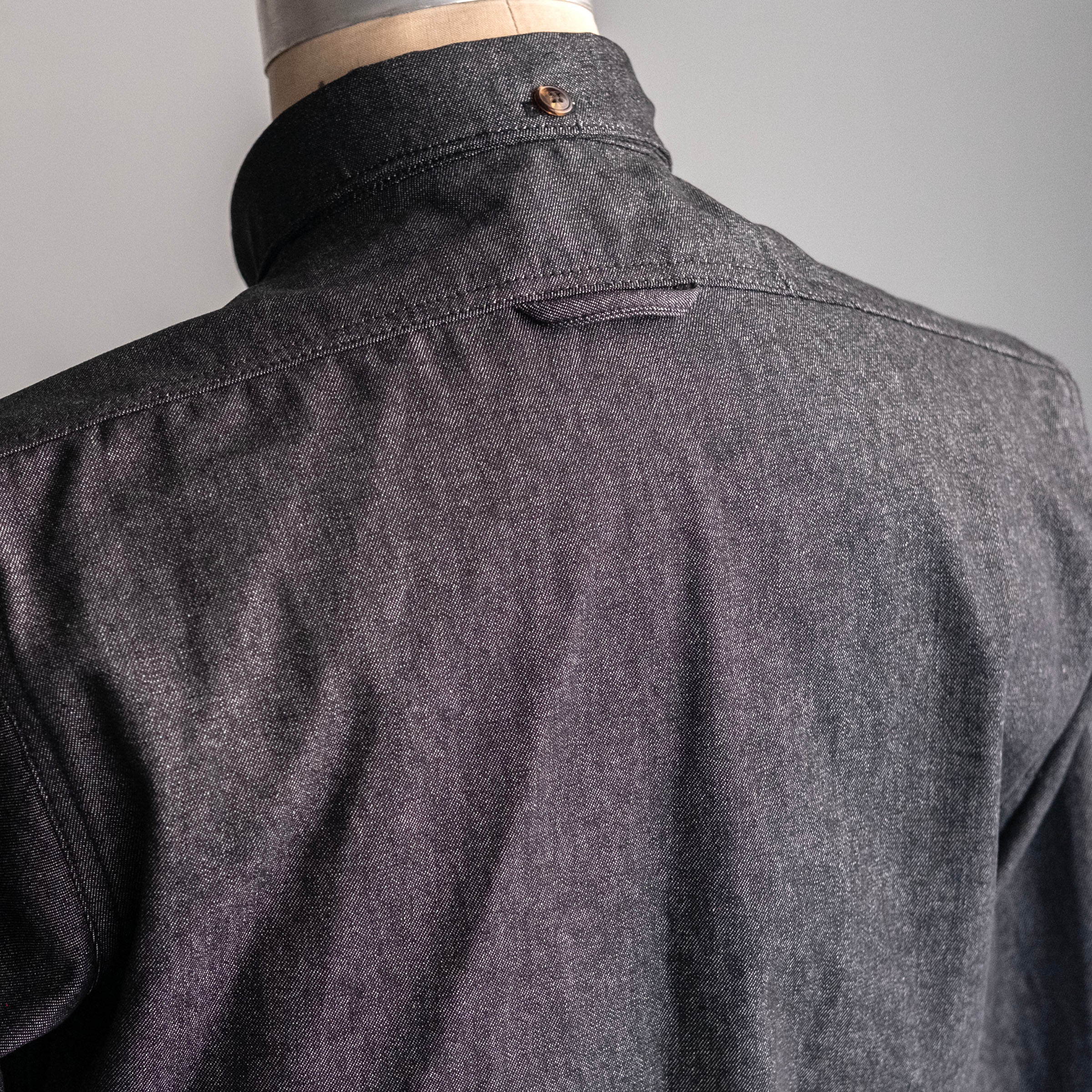 Denim Button Down Shirt Nihon Menpu Shadow Denim Sz Large