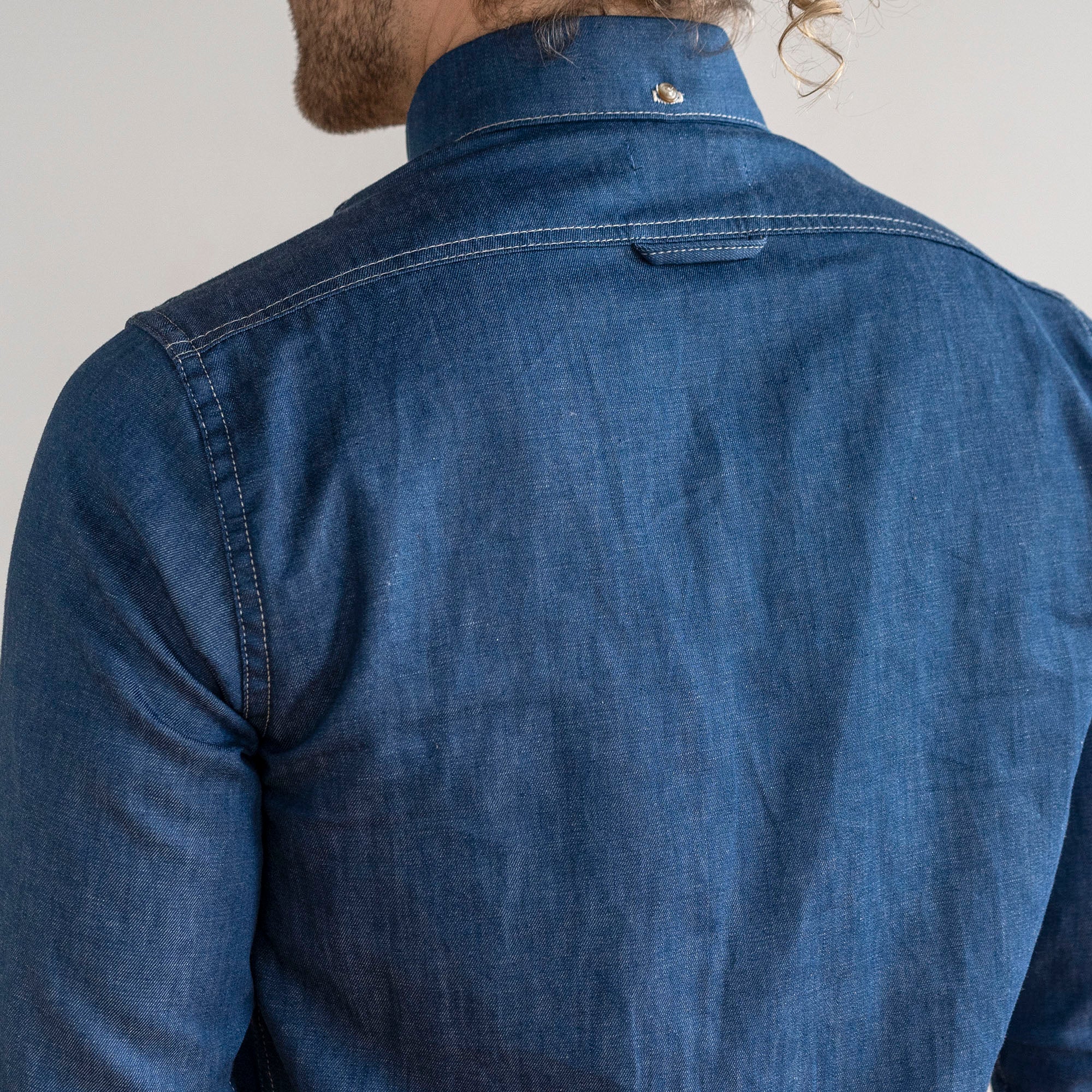 Denim Button Down Shirt Ocean Blue 6oz Chambray