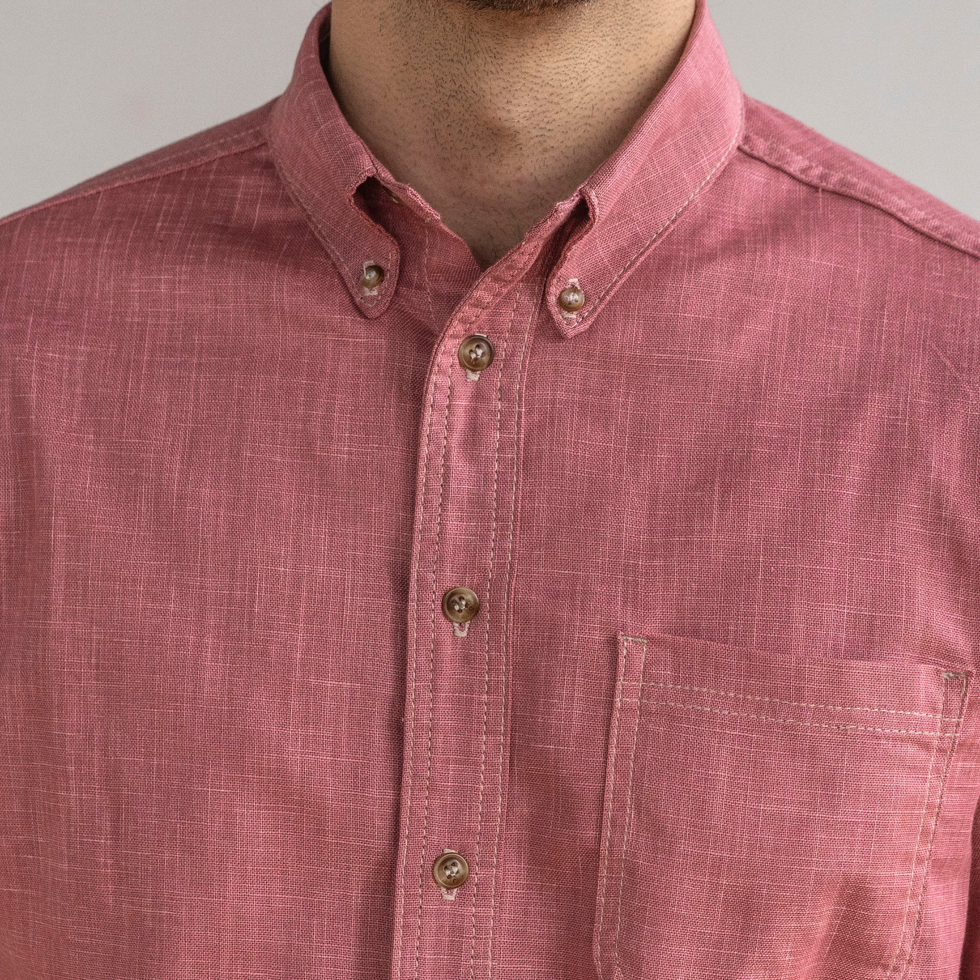 Denim Button Down Shirt Dusty Rose 6oz Chambray Sz M & L