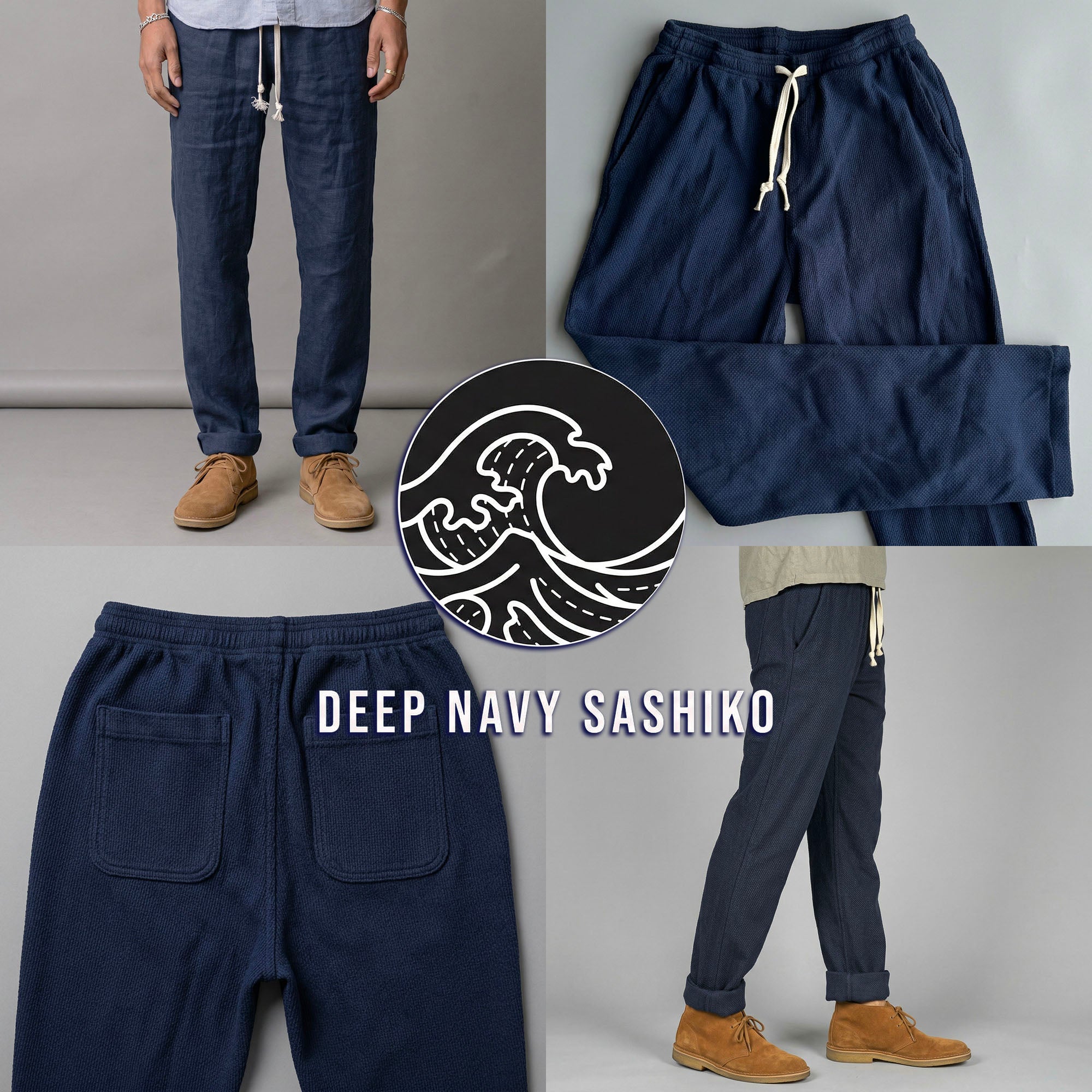 Laidback Pant Deep Navy Sashiko Project: May Shipment