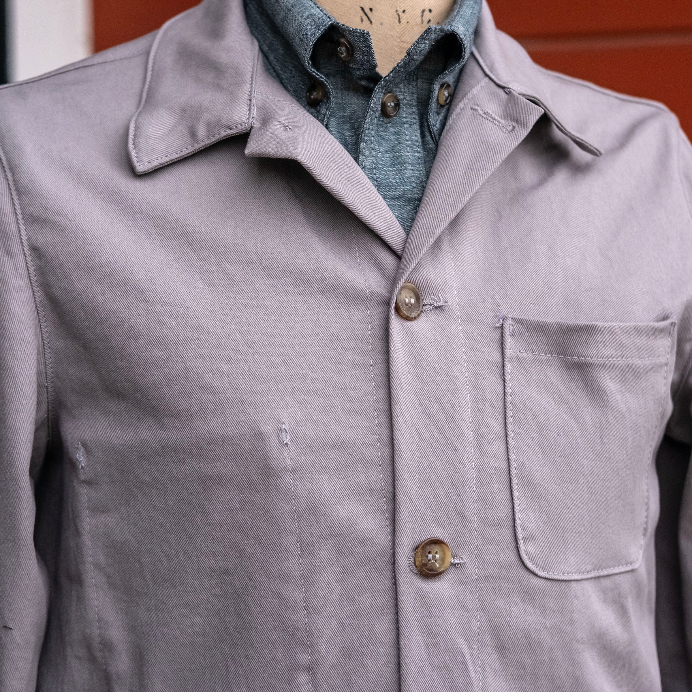 Doyle Jacket in Washed Dove Grey 10oz Howitzer Twill