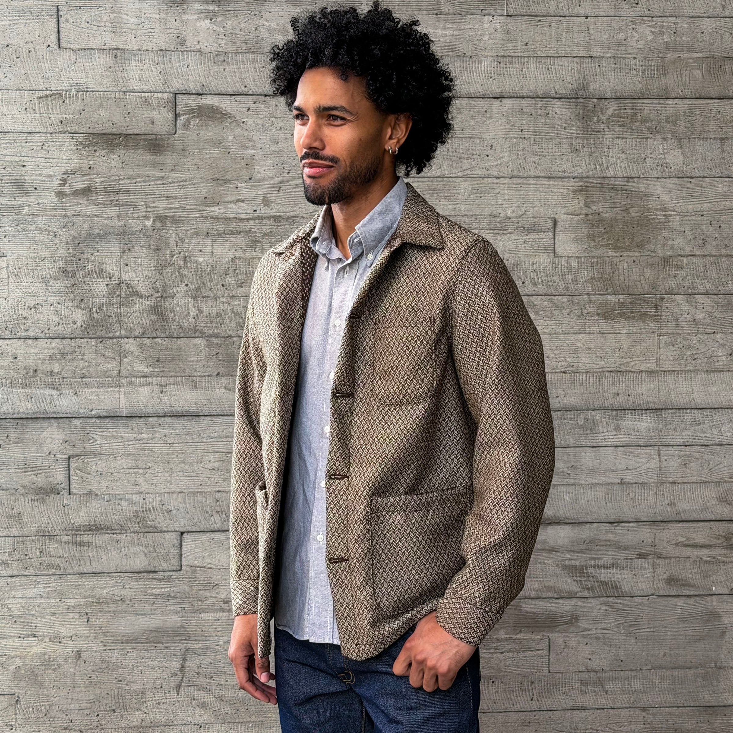 Doyle Jacket Almond Herringbone Jacquard Cotton
