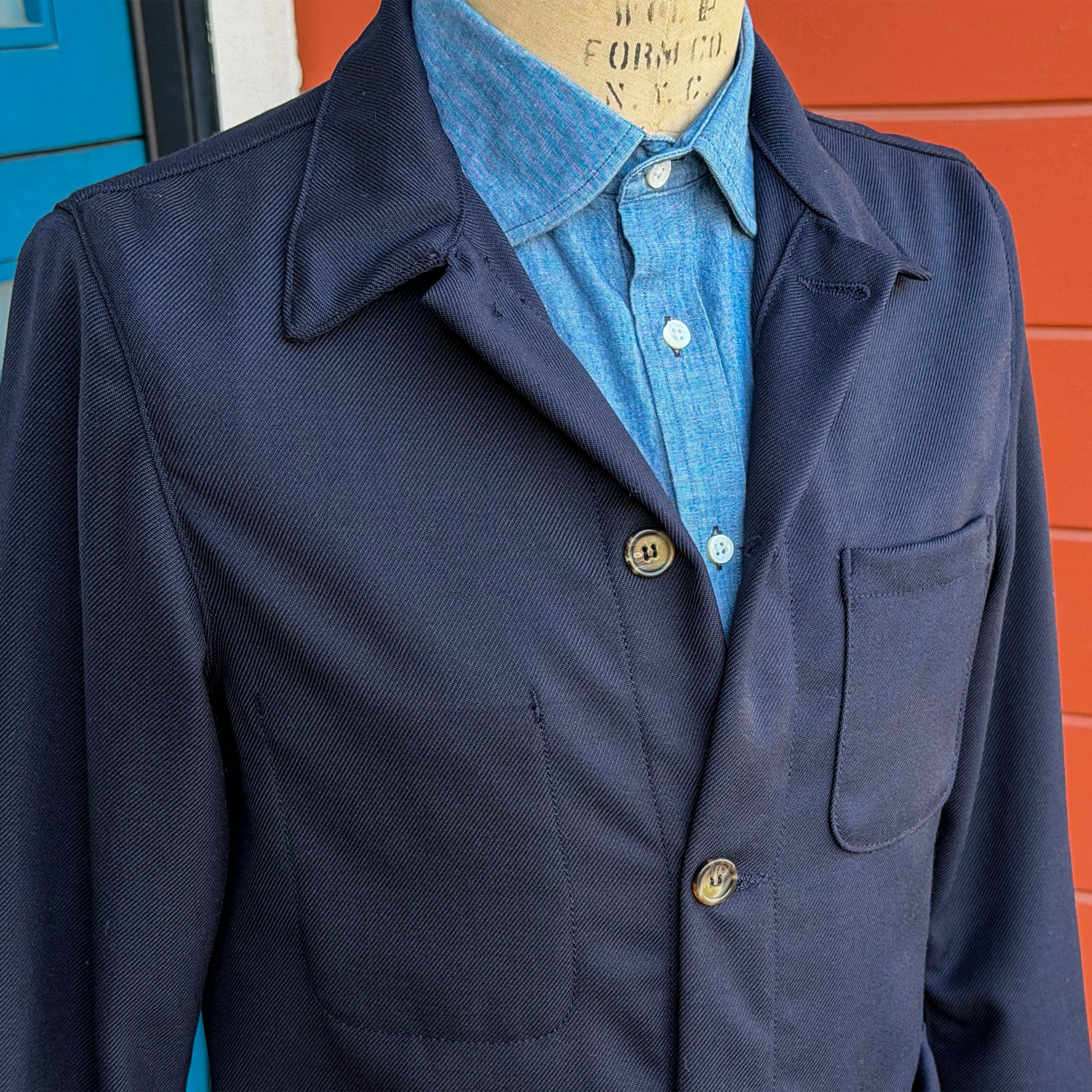 Doyle Jacket Washable Navy Tech Wool 12oz Twill