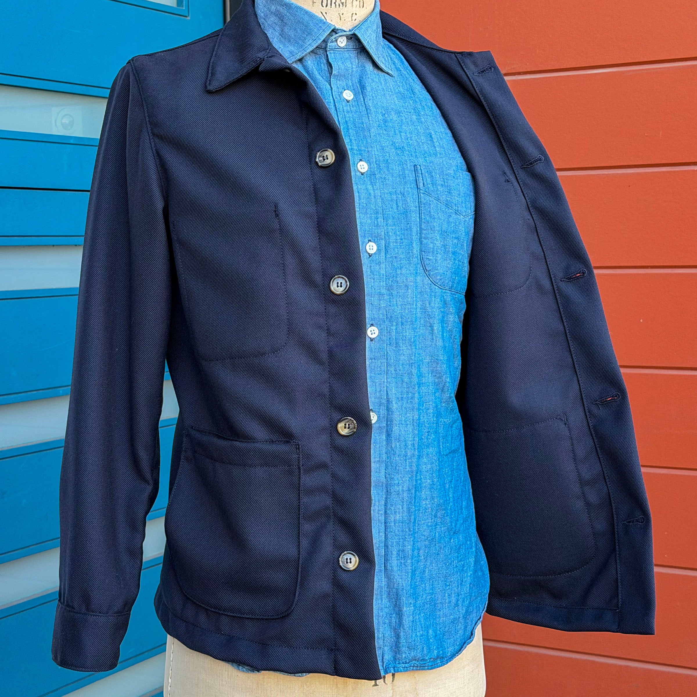 Doyle Jacket Washable Navy Tech Wool 12oz Twill