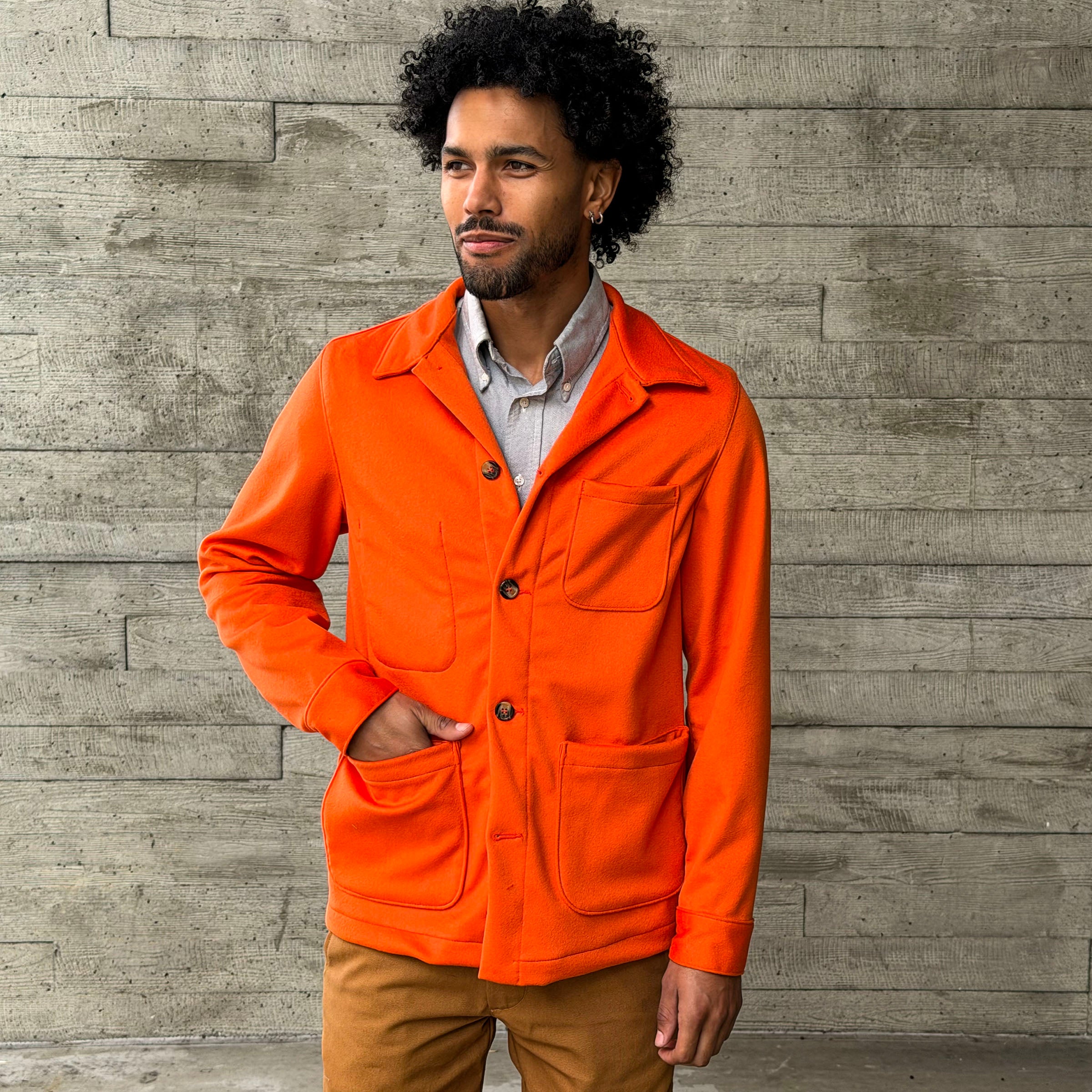 Doyle Jacket Loro Piana Mandarin Orange 16oz Flannel