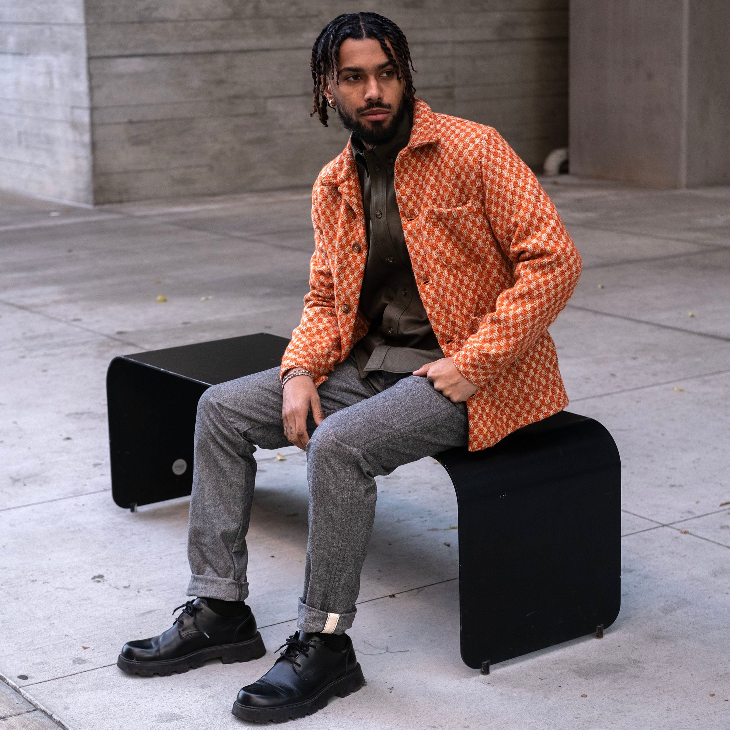 Doyle Jacket DiPray Tangerine Checker Donegal Tweed