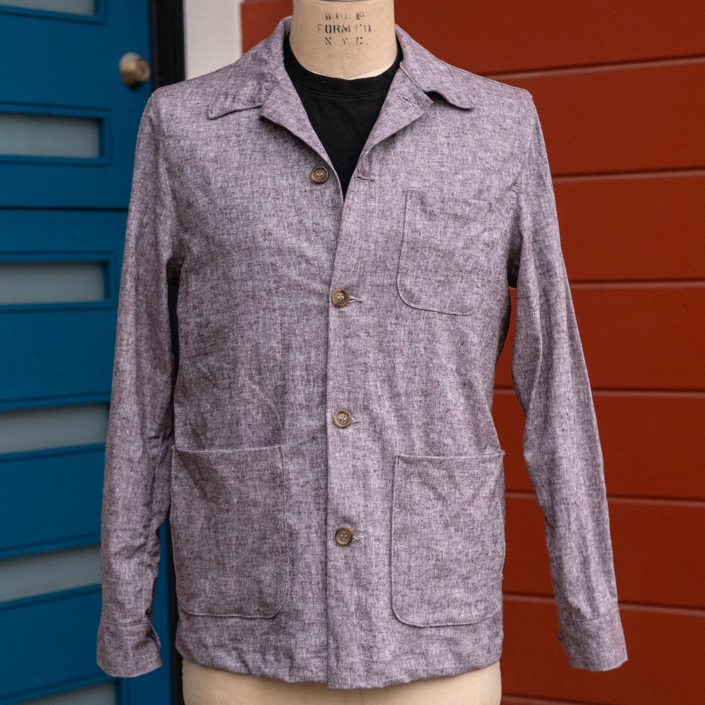 Doyle Jacket in Sand Slub Cotton-Linen