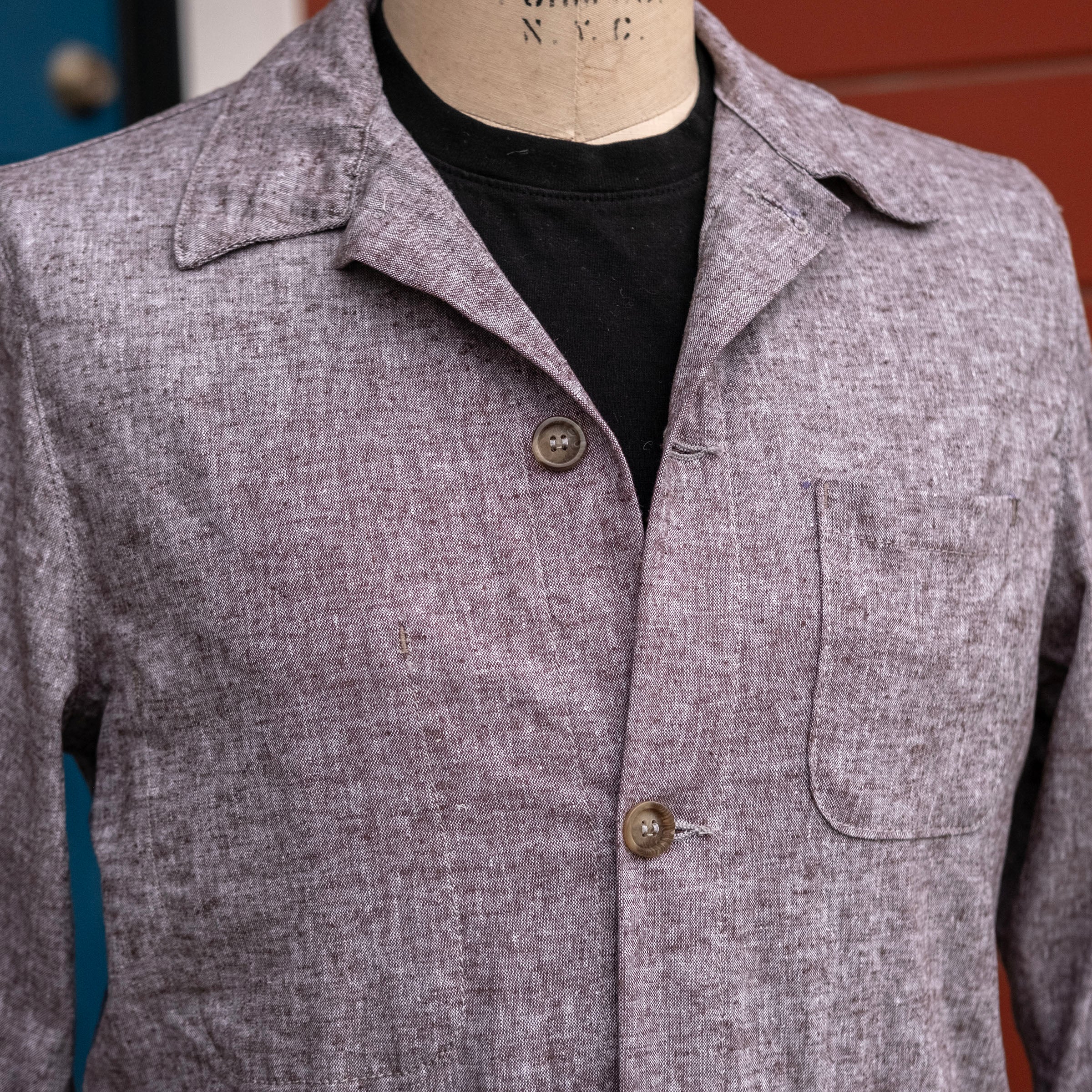 Doyle Jacket in Sand Slub Cotton-Linen