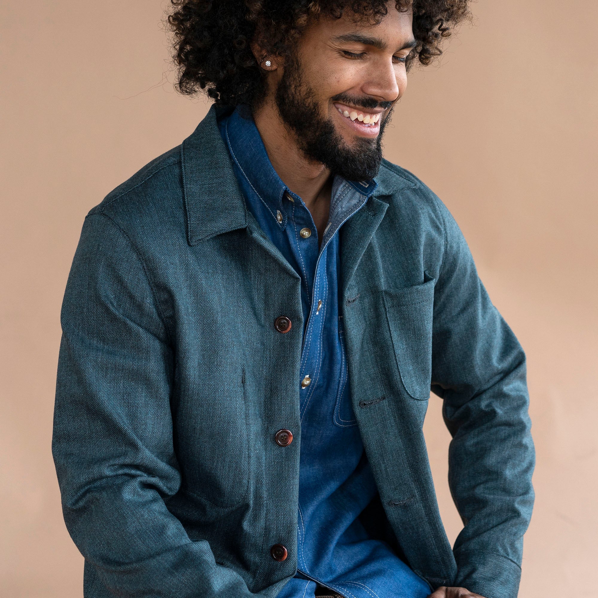 Doyle Jacket in Jade Turquoise Tropical Wool & Silk