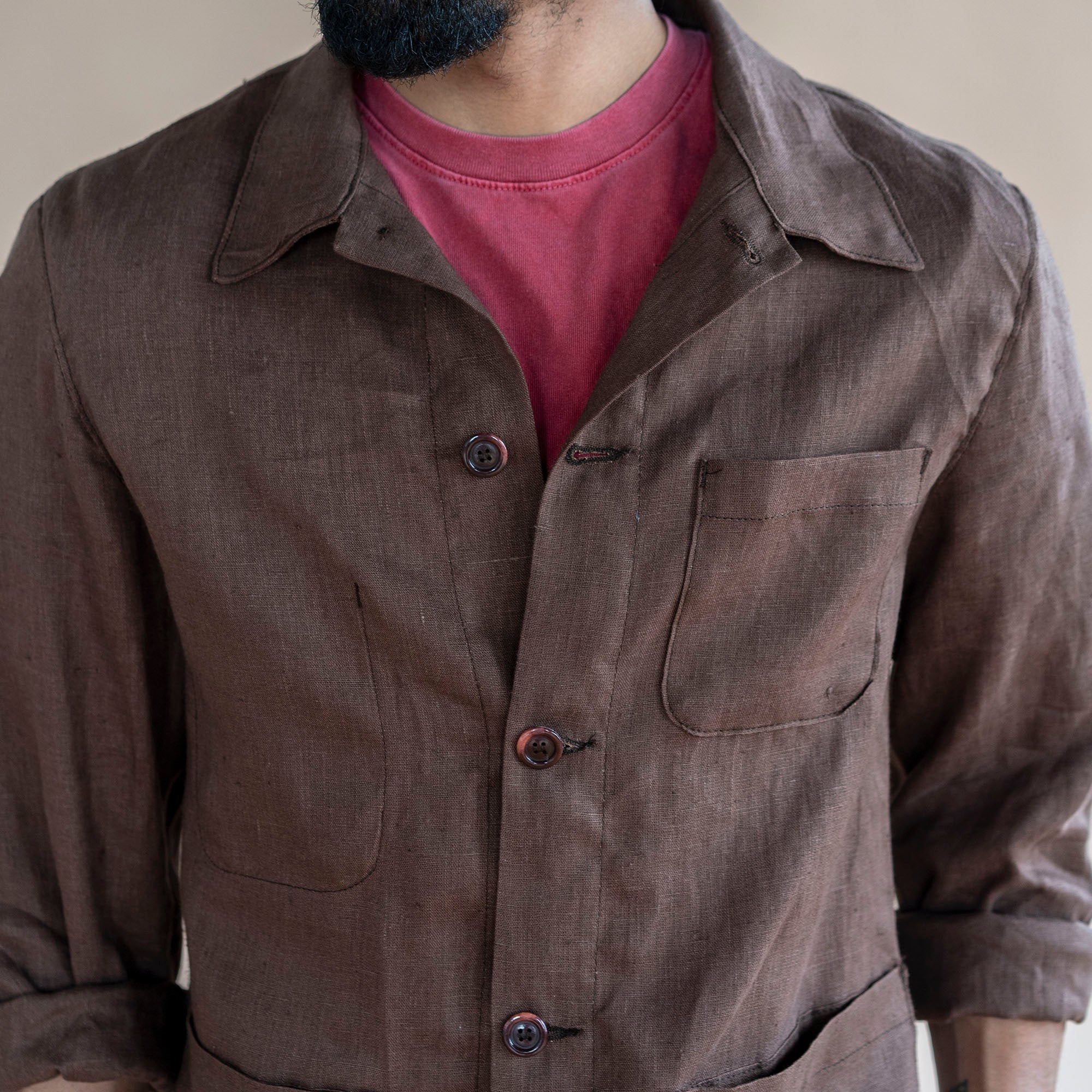 Doyle Jacket in Albini Tobacco Linen Sz 42