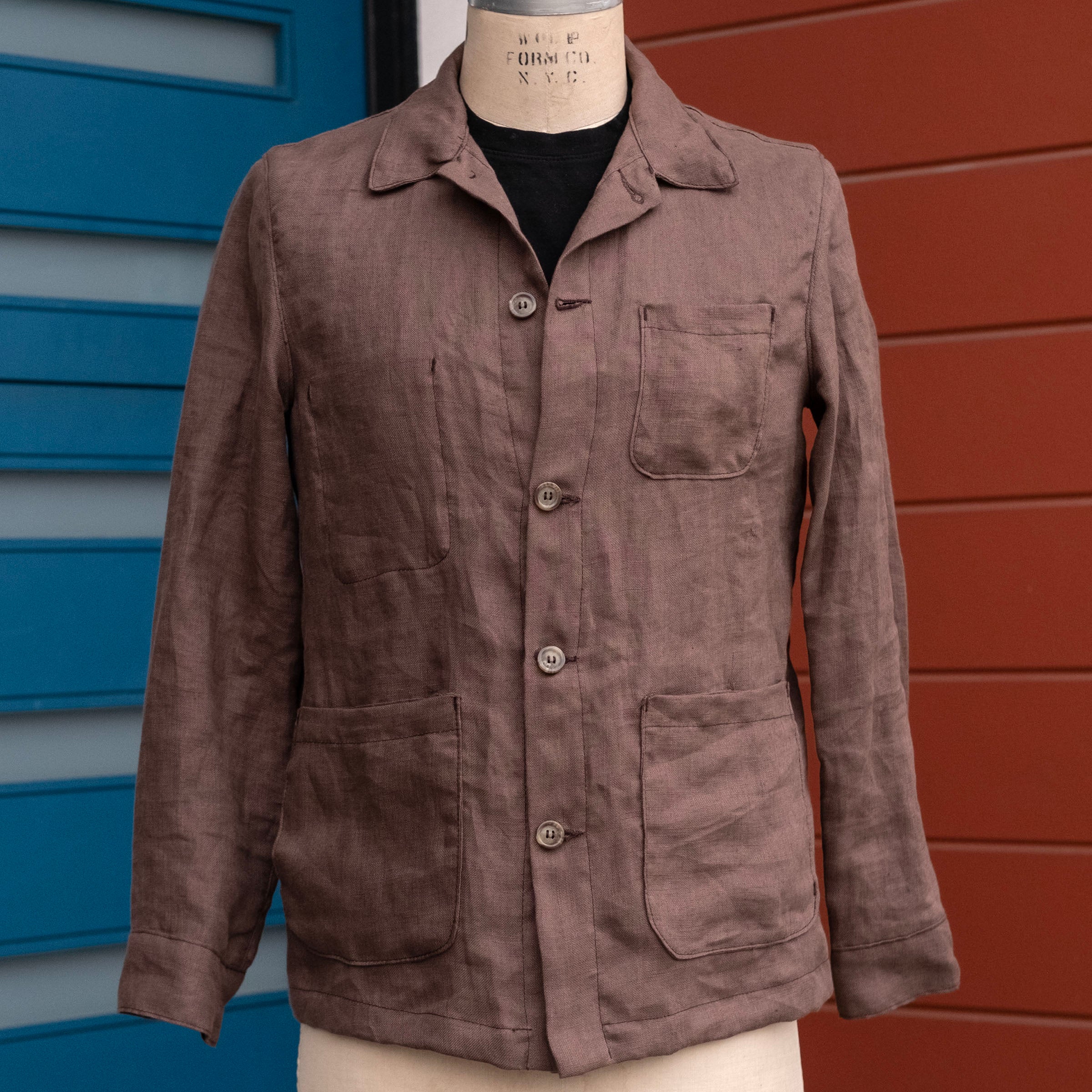 Doyle Jacket in Albini Tobacco Linen Sz 38