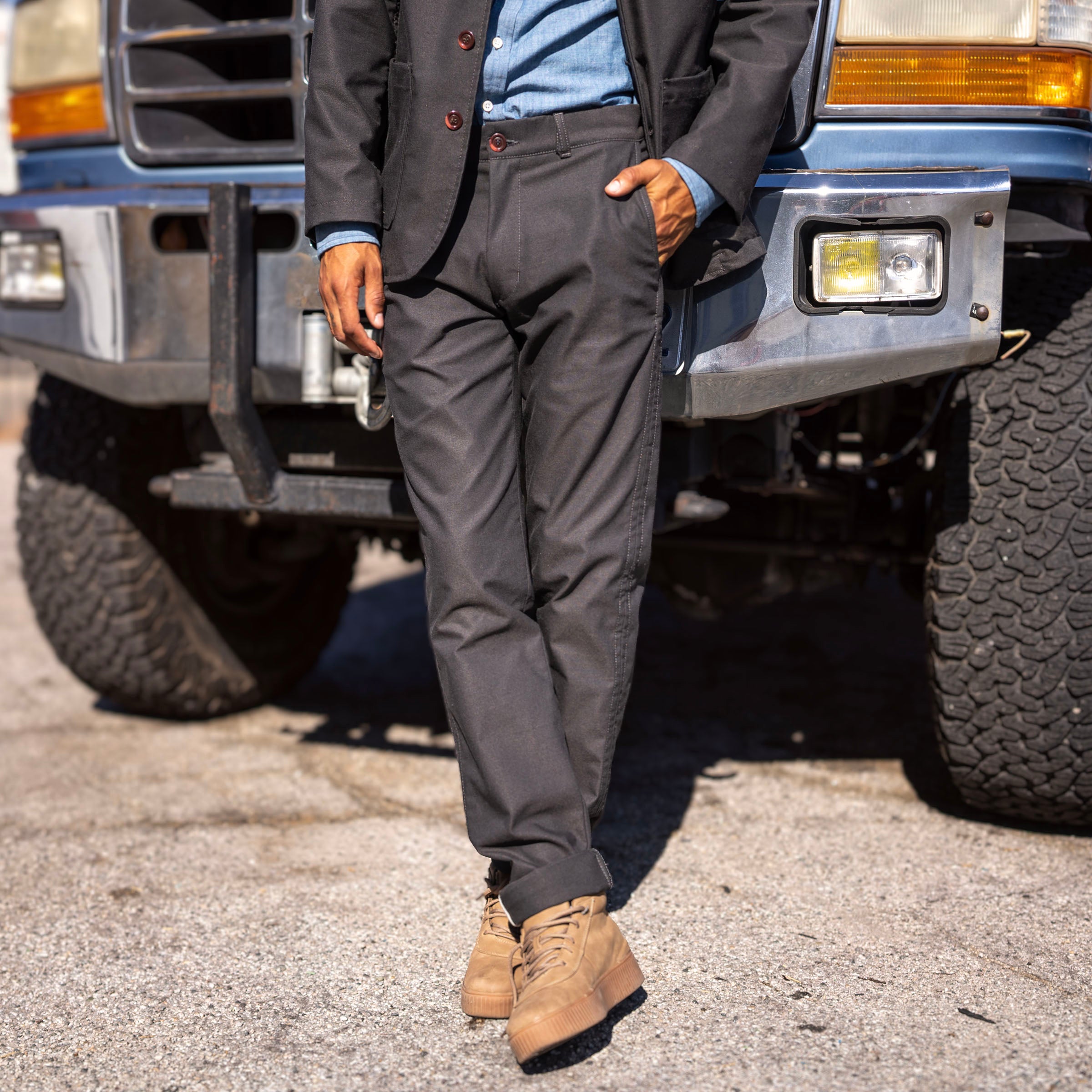 Casual Suiting in Espresso Washable Cotton/Wool Hopsack