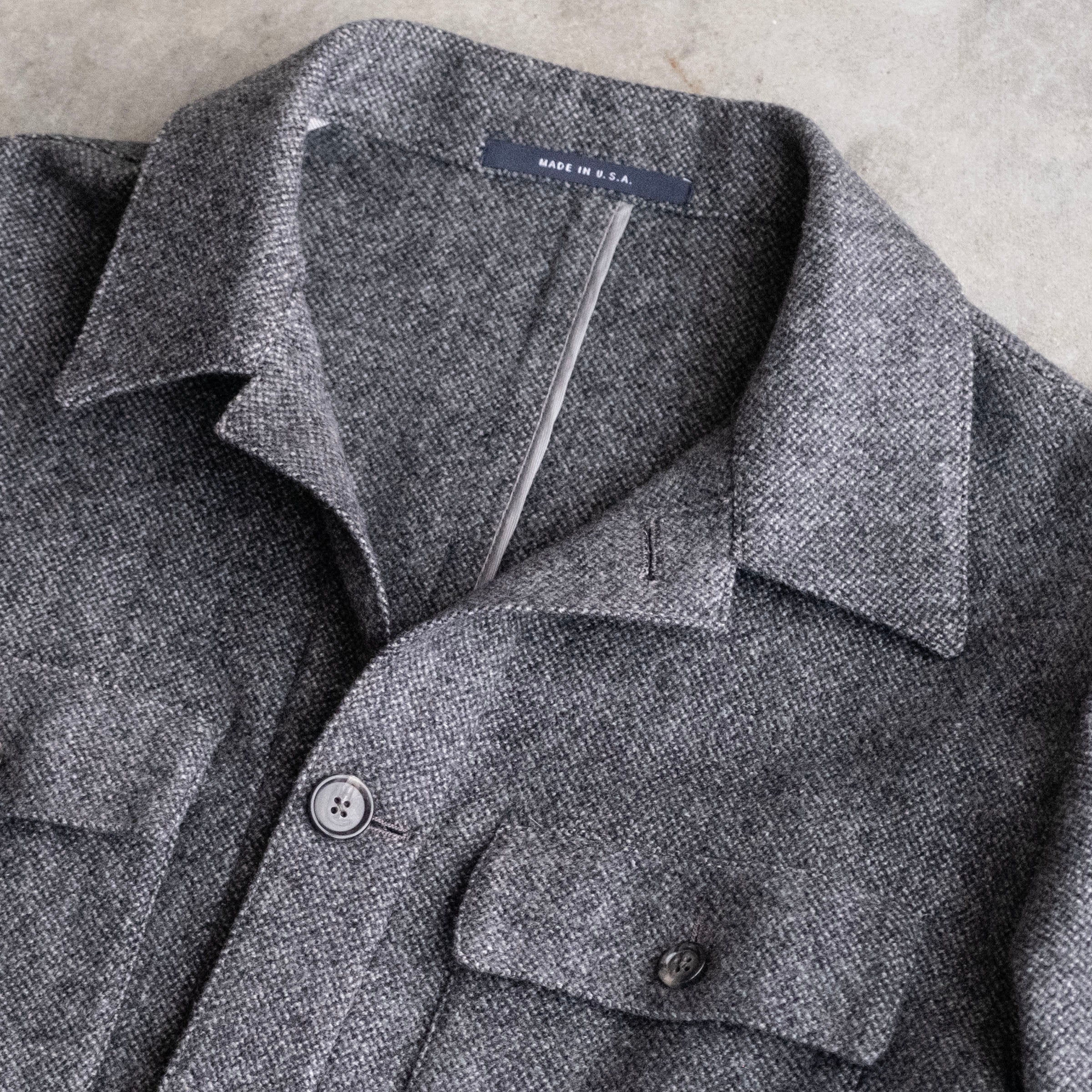 Sample Sale: Field Jacket in Wool-Cashmere Donegal Sz 40