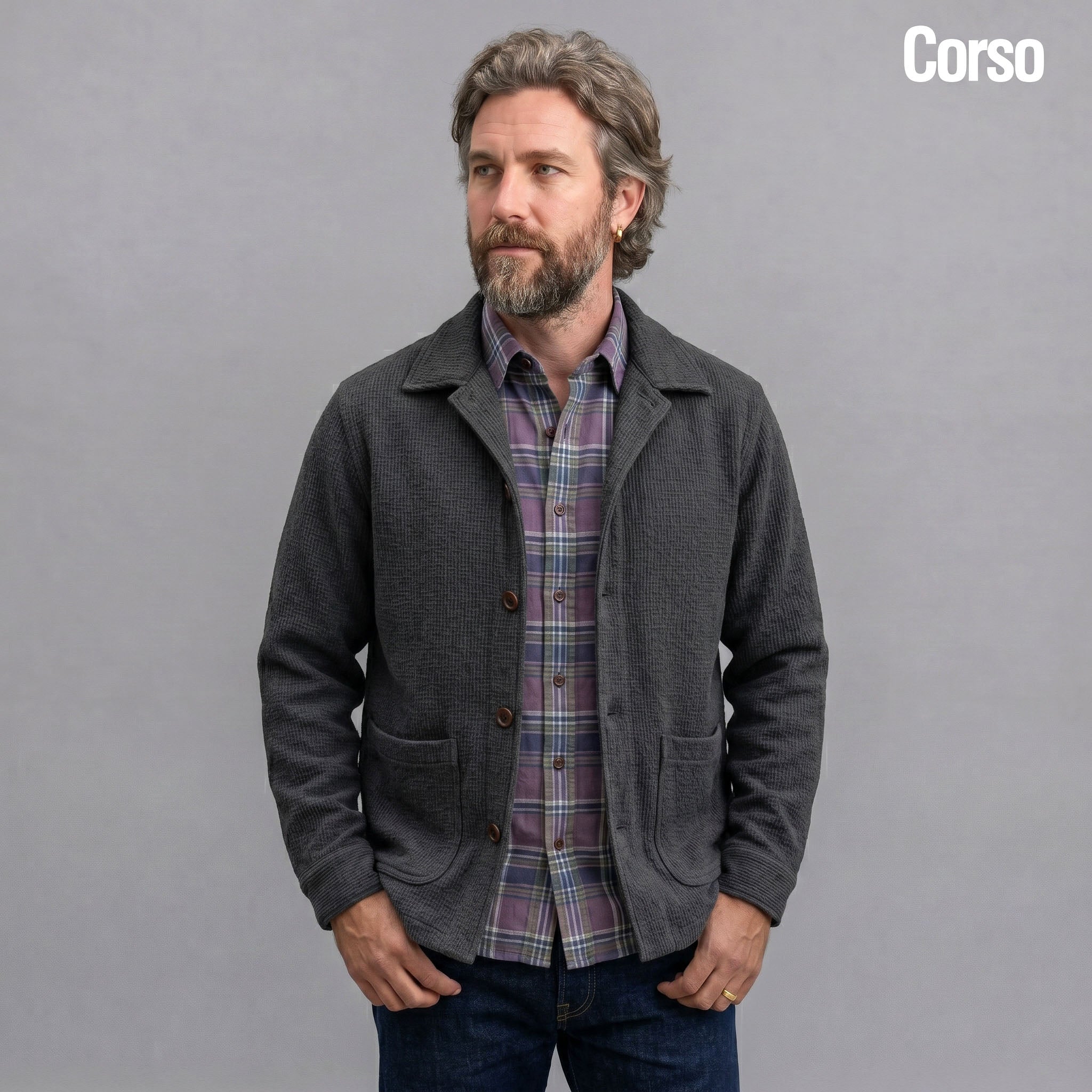 Custom Doyle, Sinclair & Corso Jackets Storm Grey Sashiko