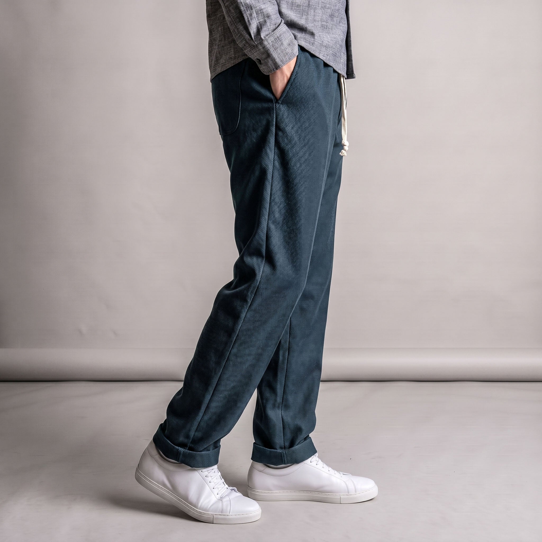 Laidback Pant Dark Teal Wool Hopsack