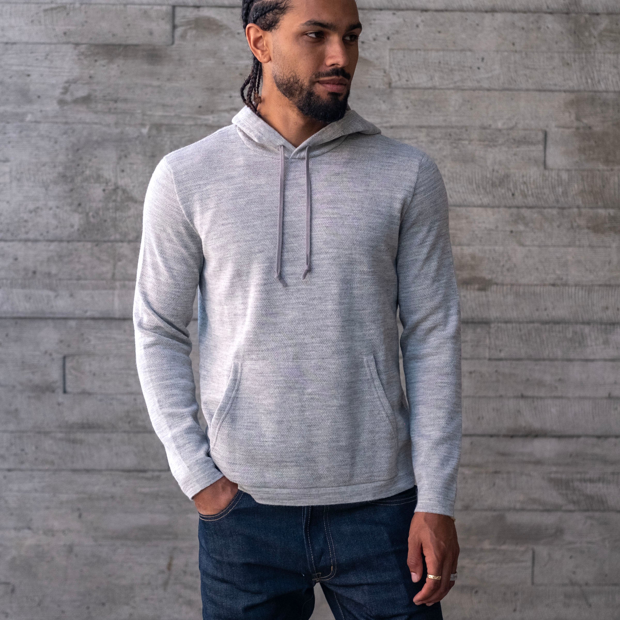 Hooded 2-Ply Sweatshirt in Baby Alpaca and Pima Cotton