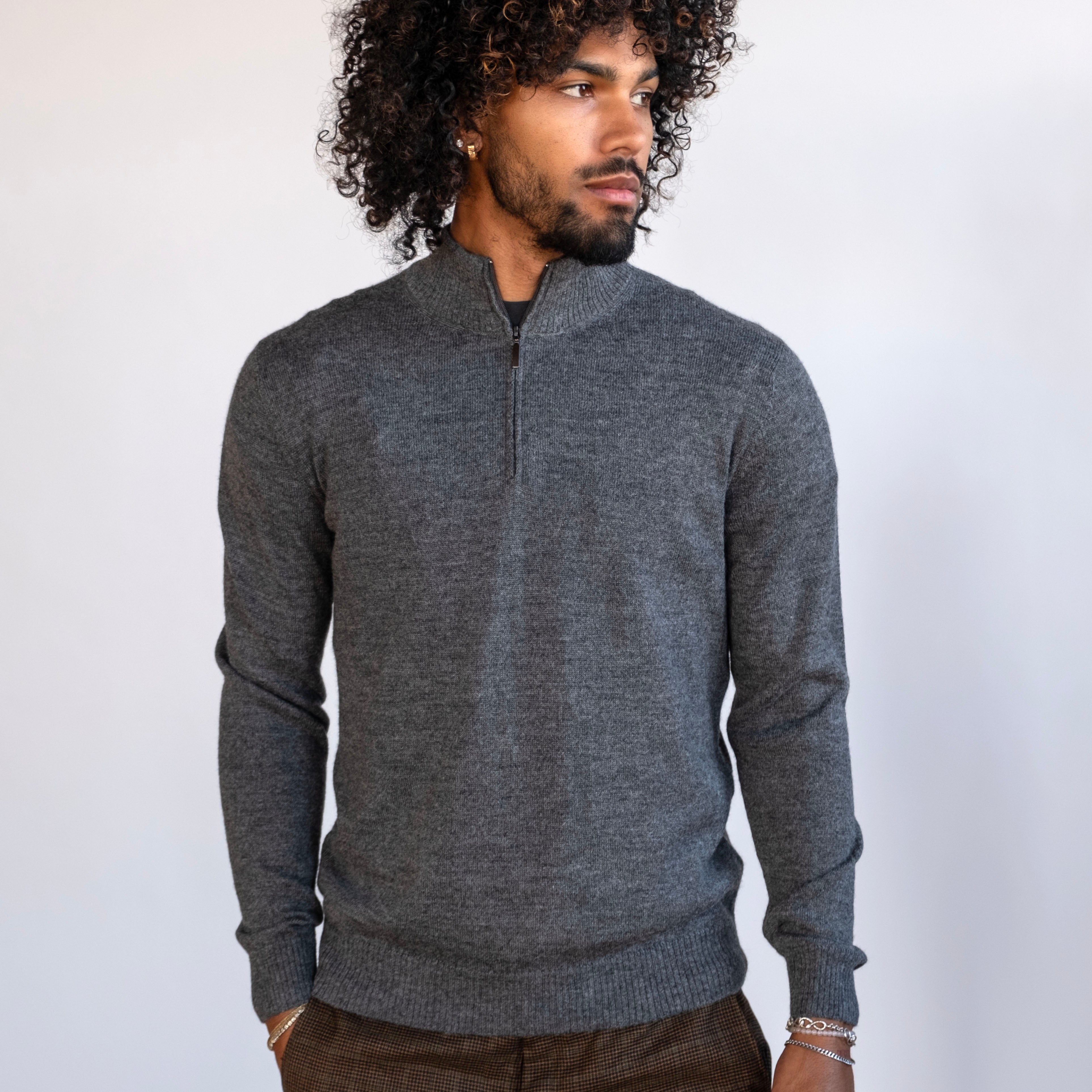 Alpaca Extrafine Knit Half Zip Sweaters