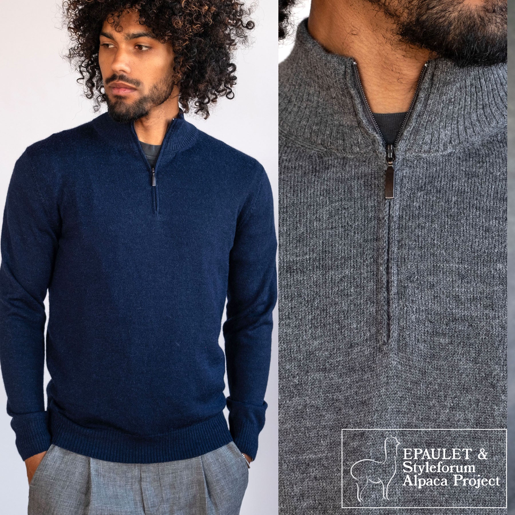 Alpaca Extrafine Knit Half Zip Sweaters