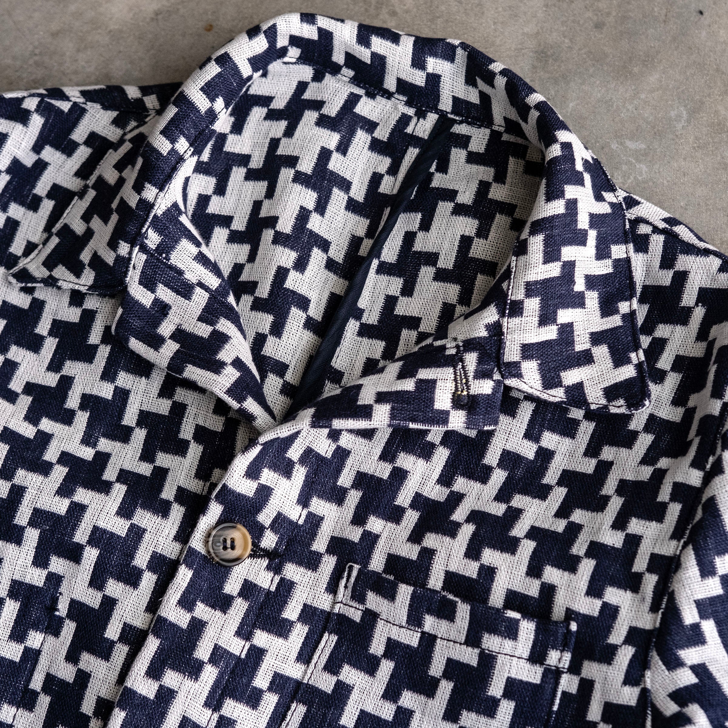 Doyle Jacket Hattori Heavyweight Linen Indigo & Ivory Stars