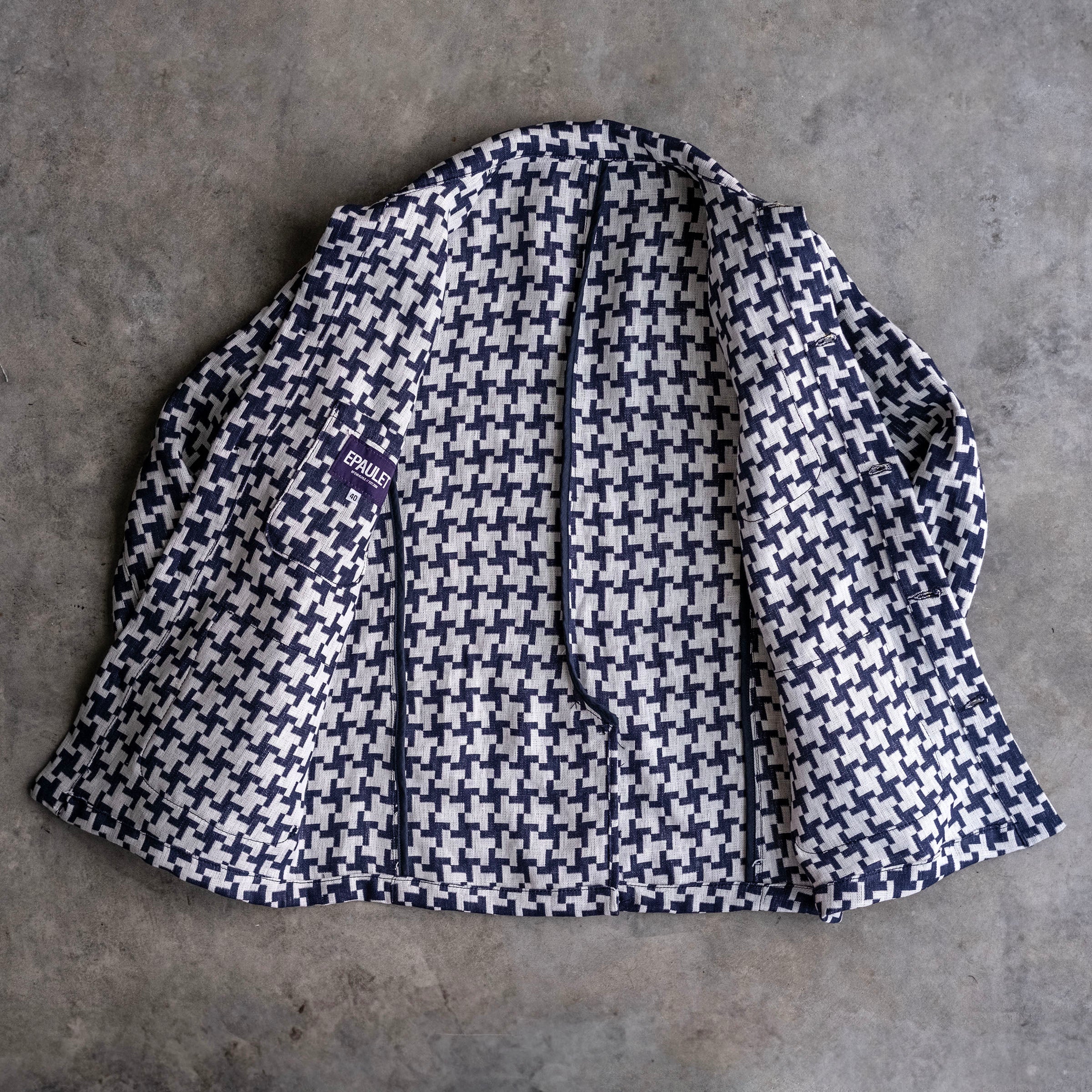 Doyle Jacket Hattori Heavyweight Linen Indigo & Ivory Stars