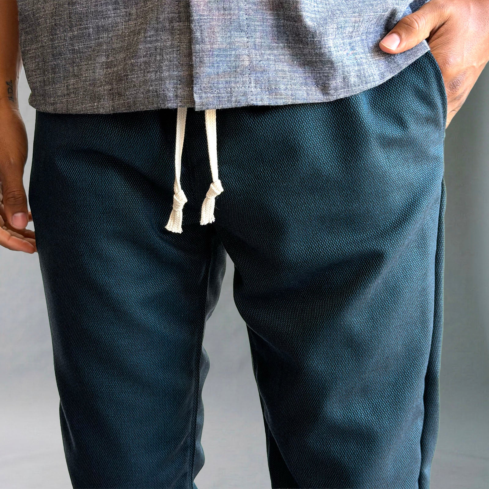 Laidback Pant Dark Teal Wool Hopsack