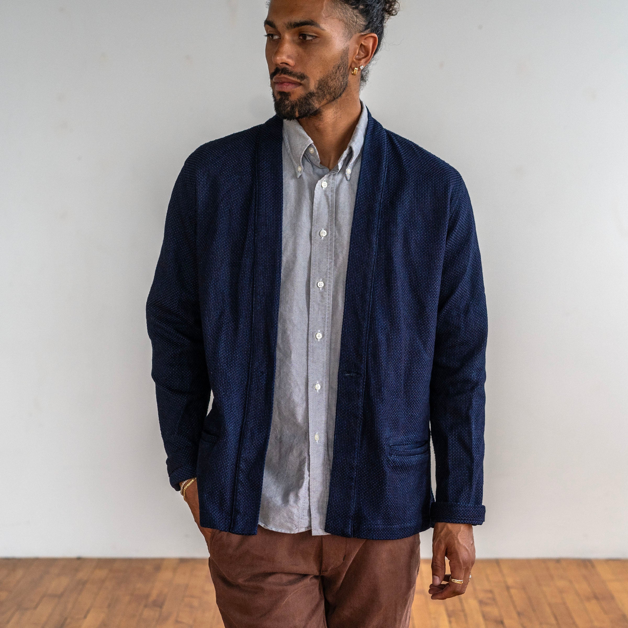 Kamigata Project: Indigo Sashiko, Washable Tweed, Espresso Hopsack