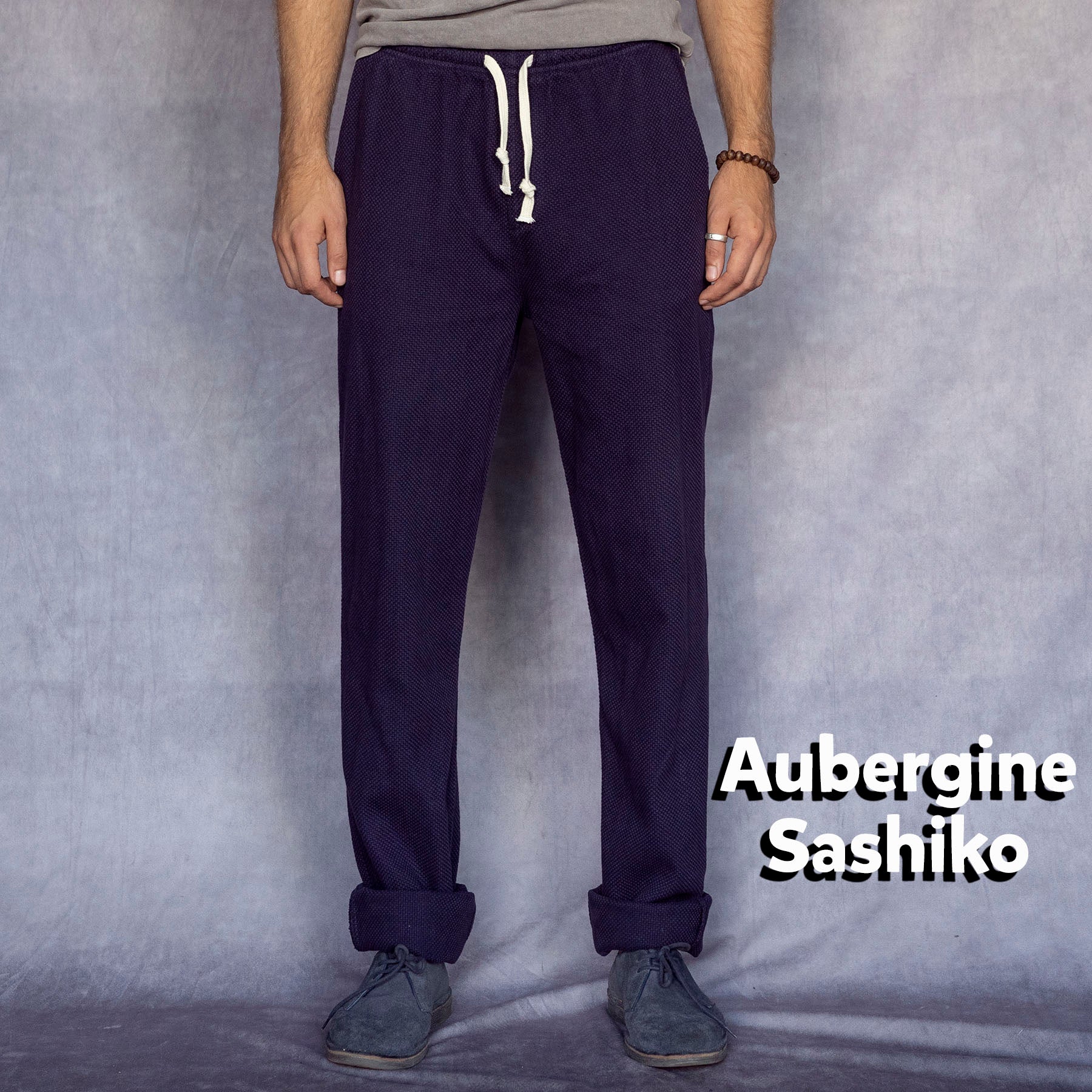 Laidback Pant Sashiko Project: Mink, Aubergine, Steel Moss, Marbled Acid