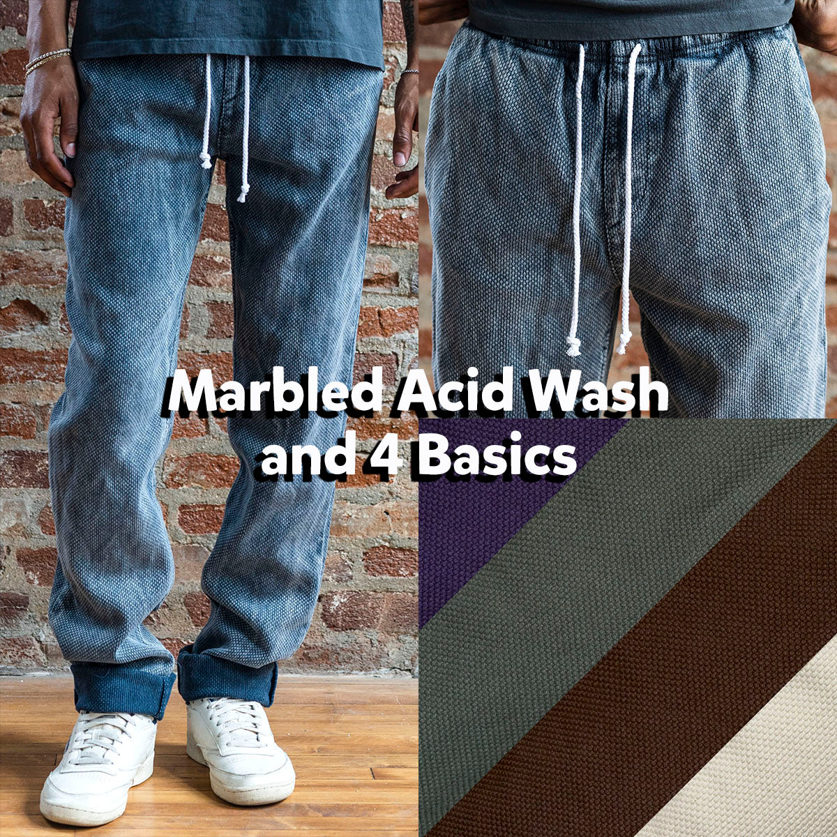 Laidback Pant Sashiko: Marbled Acid Wash & Four Crucial Basics