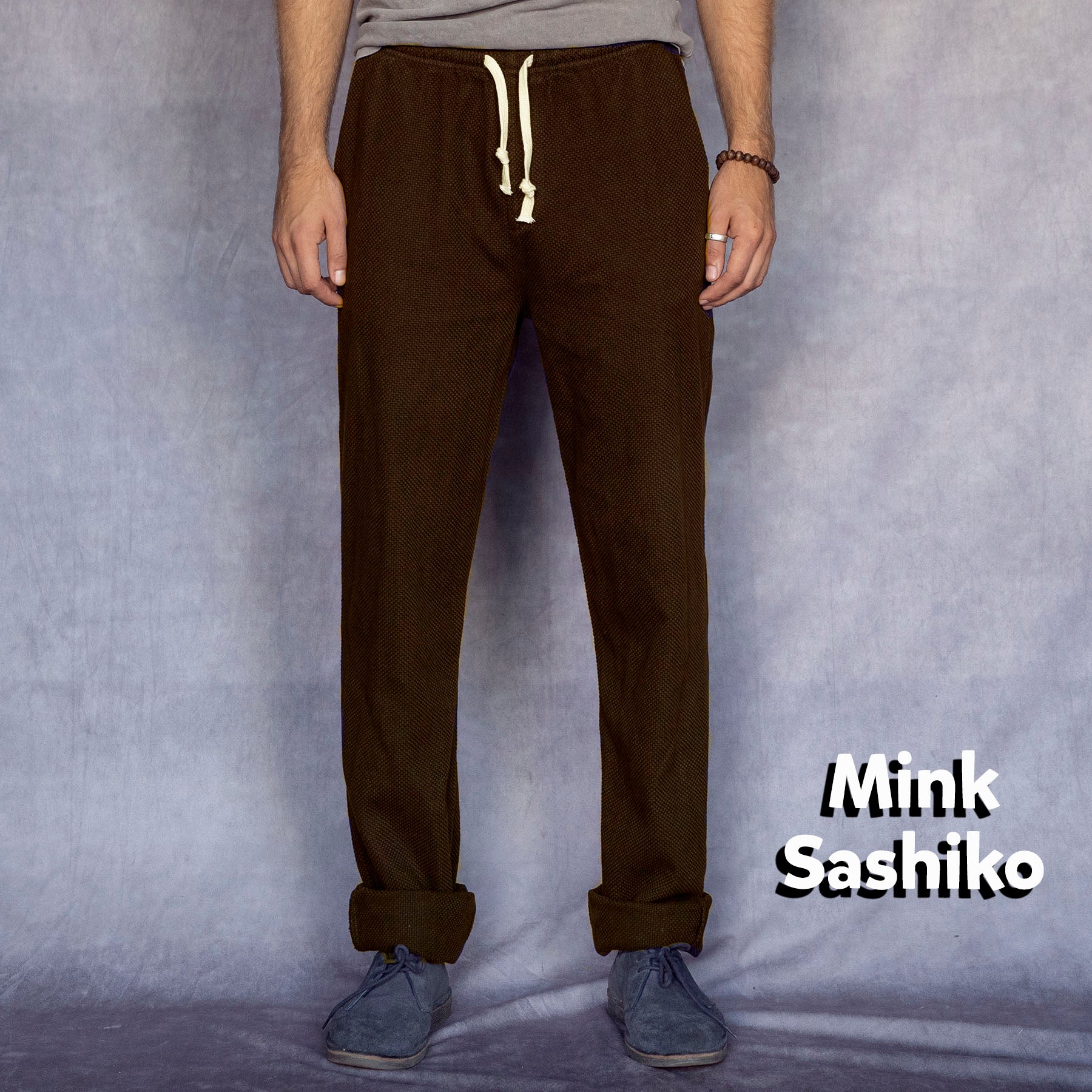 Laidback Pant Sashiko Project: Mink, Aubergine, Steel Moss, Marbled Acid