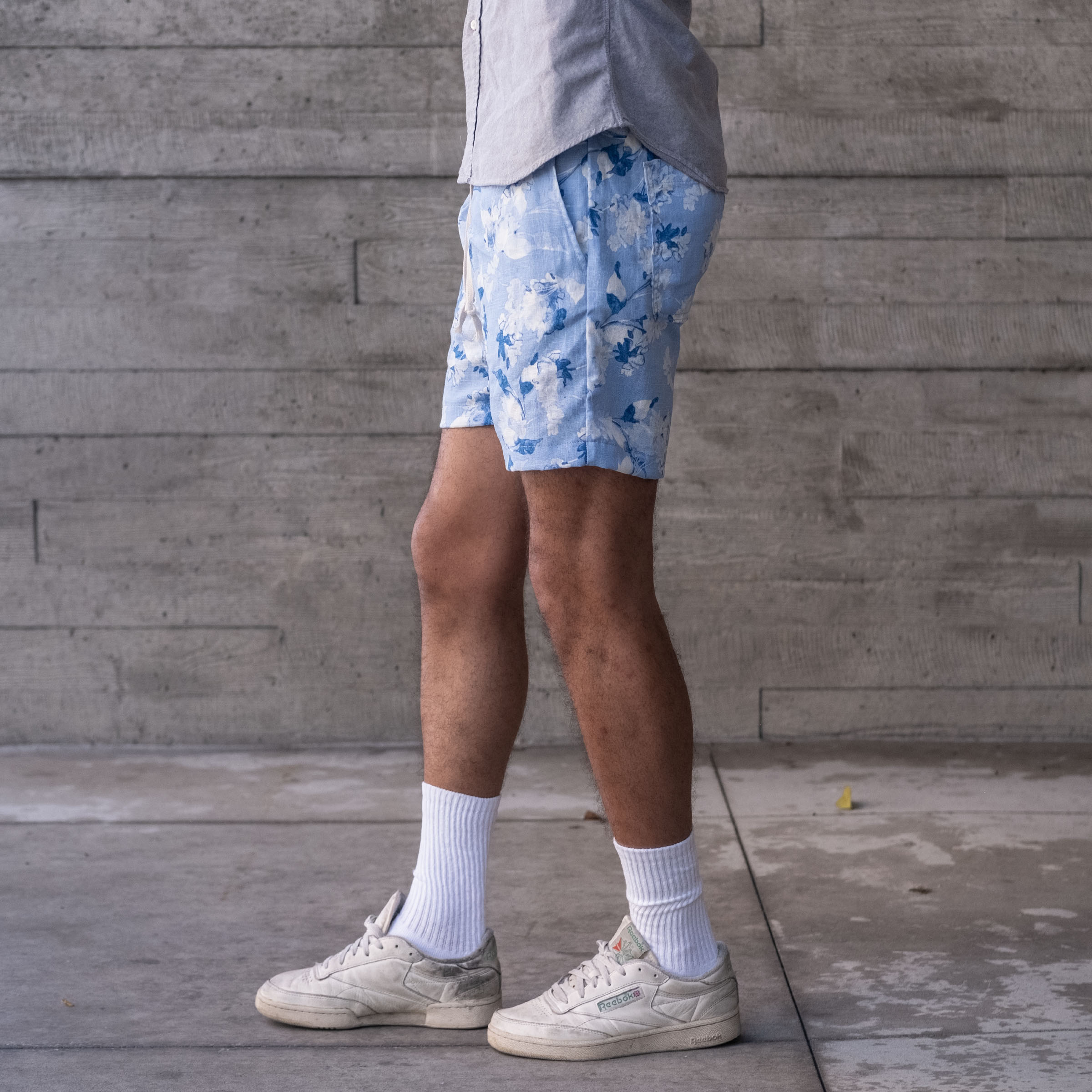 Laidback Short Blue Hawaii Japanese Linen