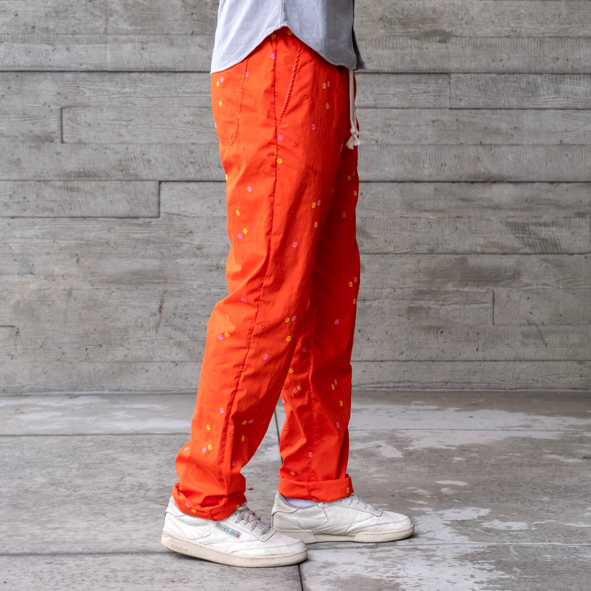 Laidback Pant Orange Poppies Cotton Poplin