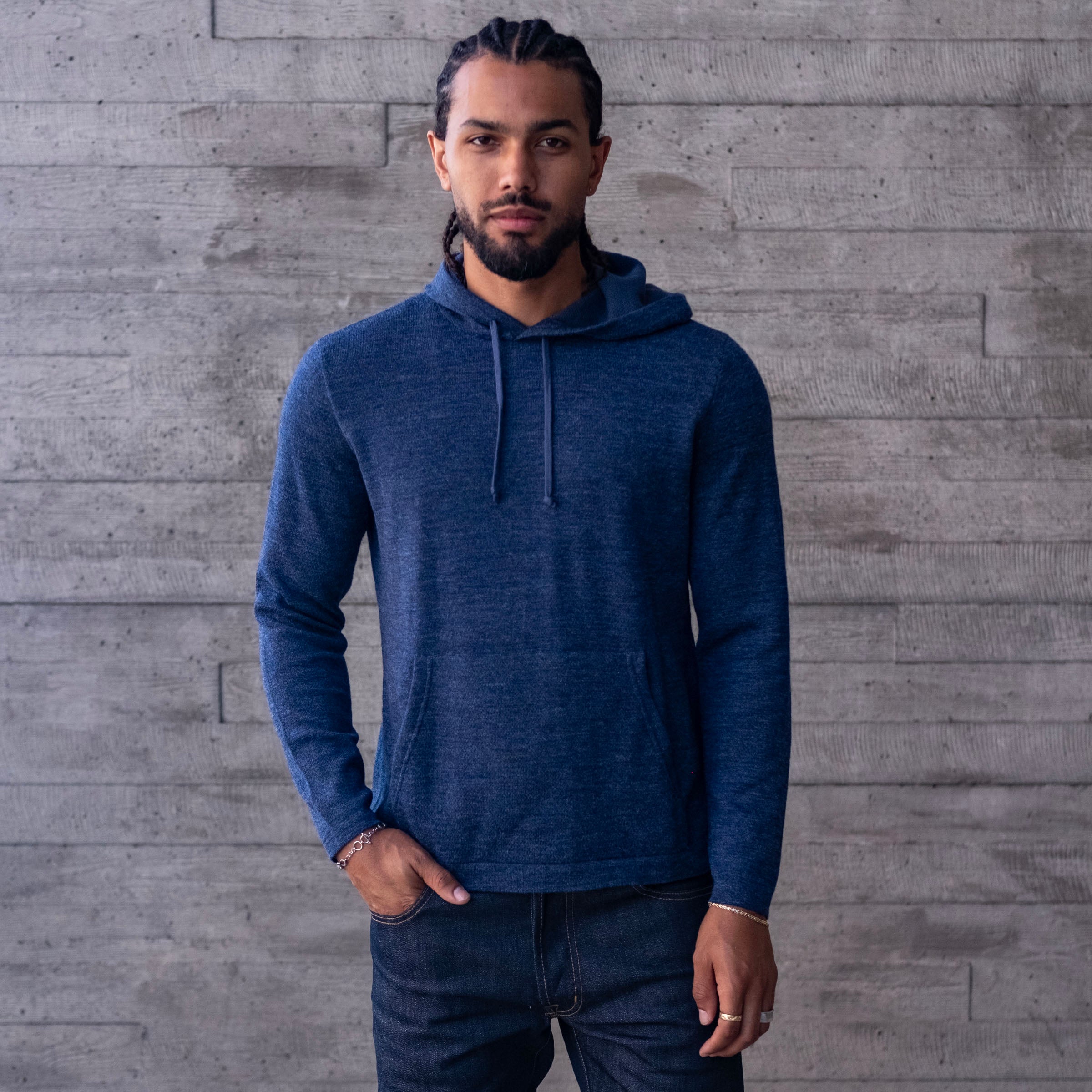 Hooded 2-Ply Sweatshirt in Baby Alpaca and Pima Cotton