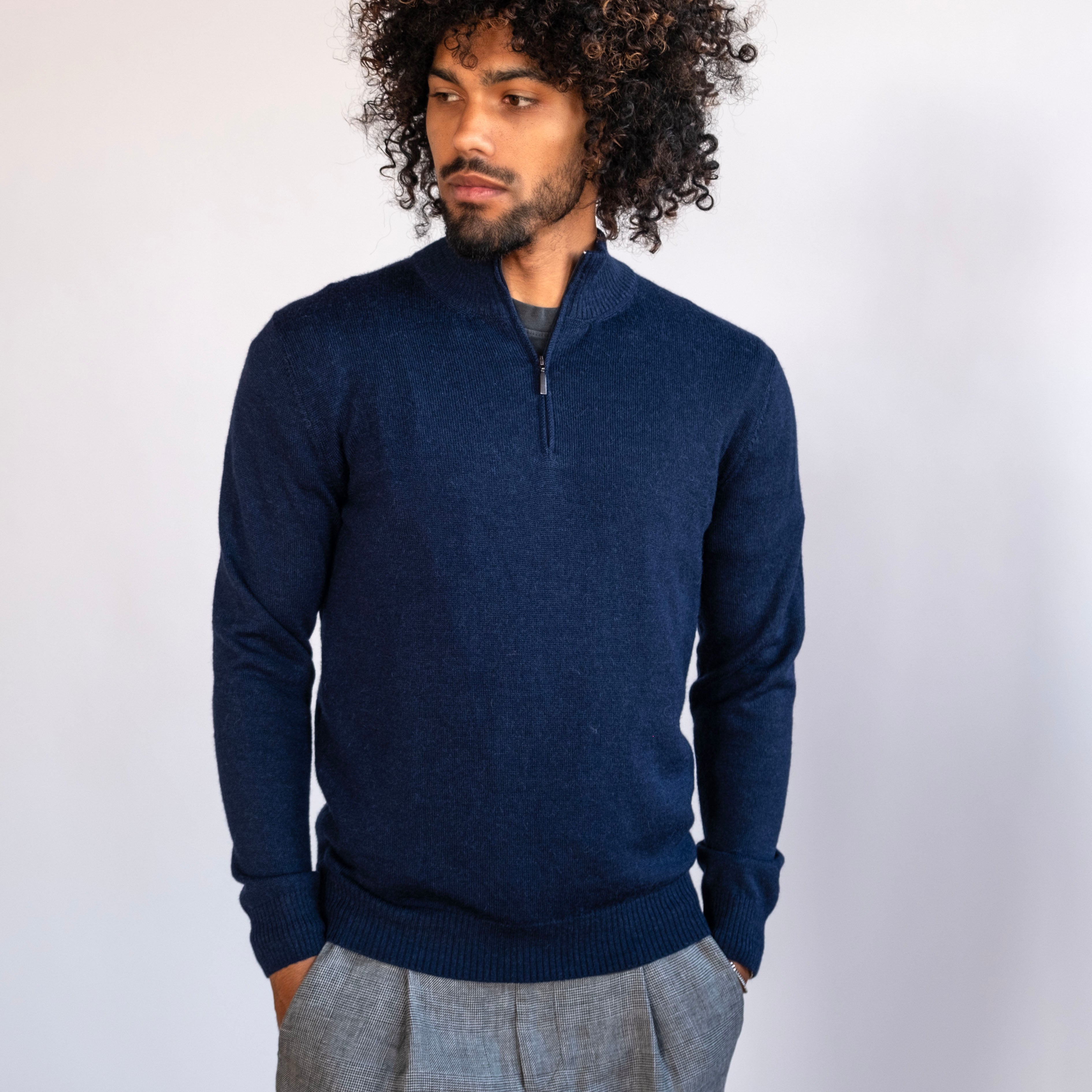 Alpaca Extrafine Knit Half Zip Sweaters