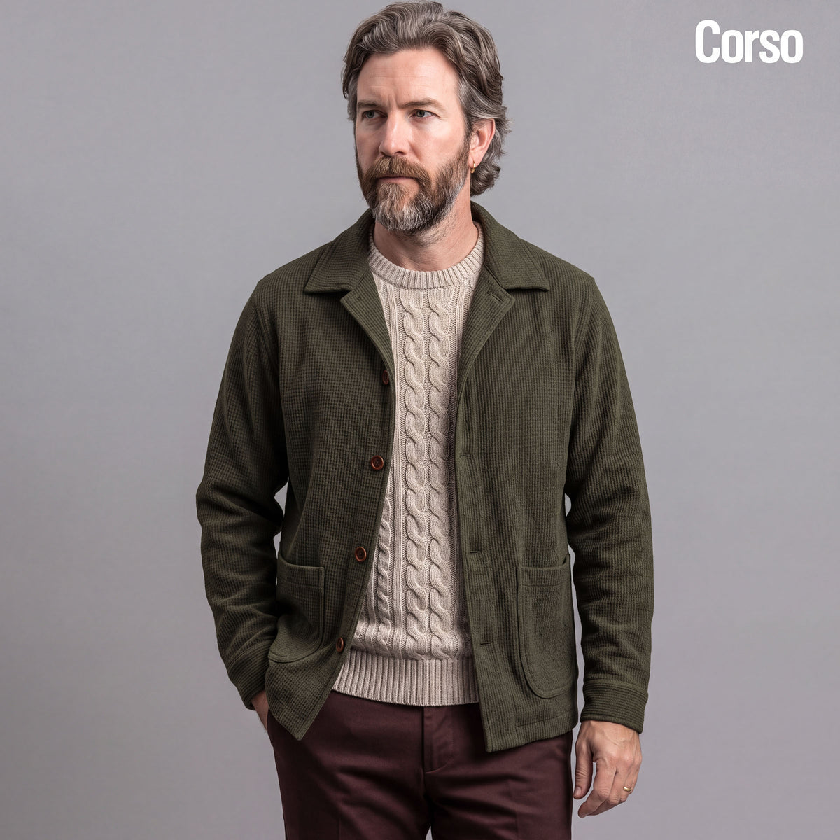Jungle, Doyle, Sinclair & Corso Jackets Olive Moss Sashiko