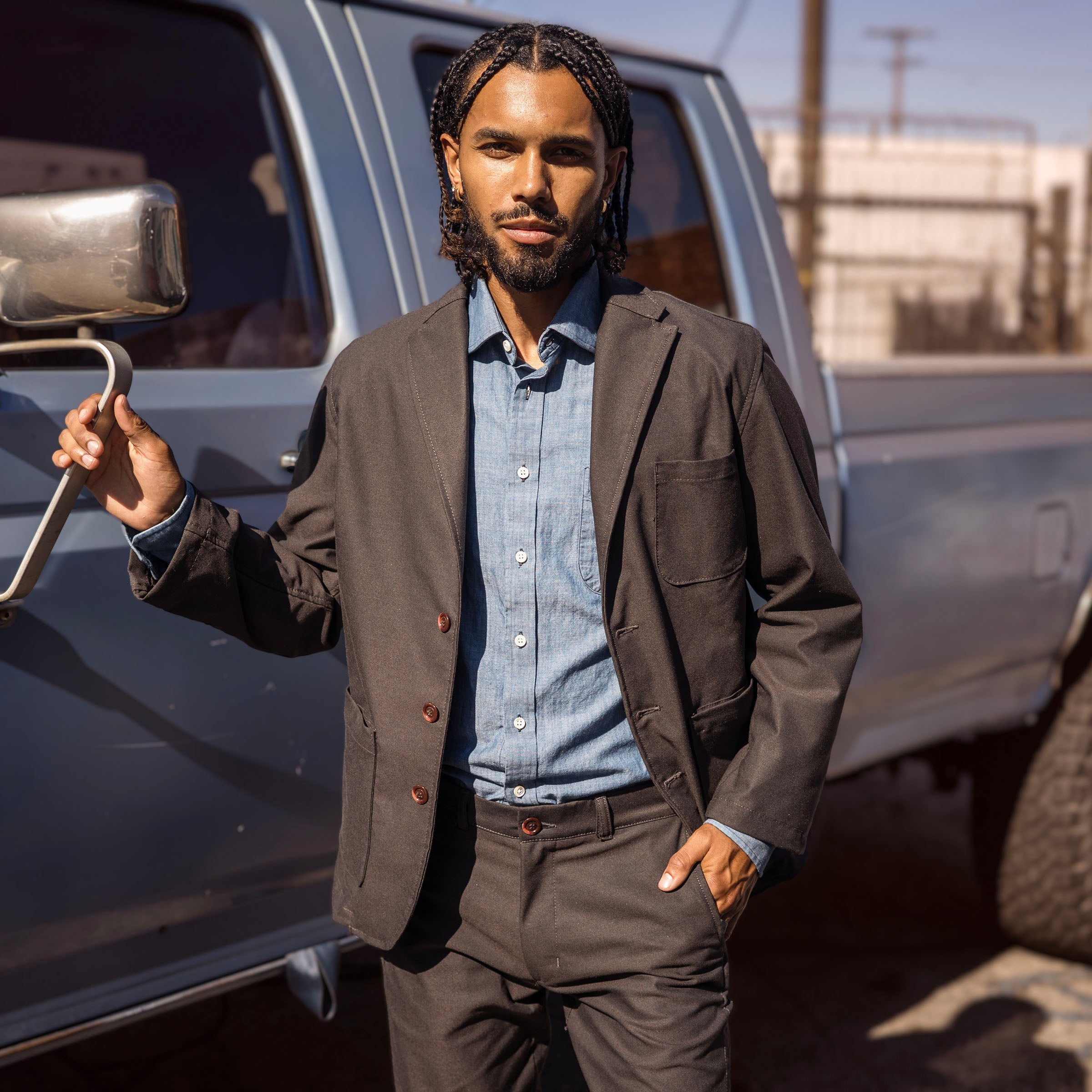 Casual Suiting in Espresso Washable Cotton/Wool Hopsack