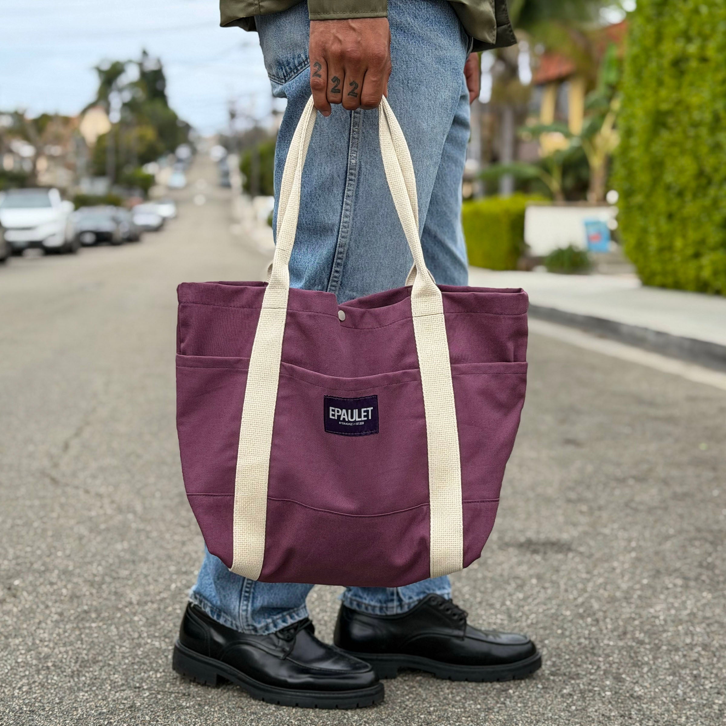 Harbor Tote Bag Raisin Duck Canvas