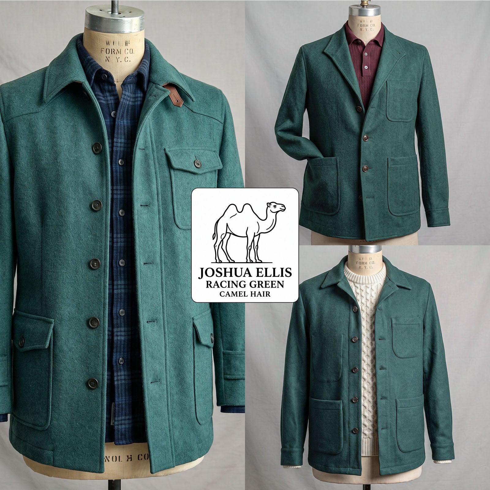 Custom Doyle, Teba, and Ranger Jackets Racing Green Camel Hair
