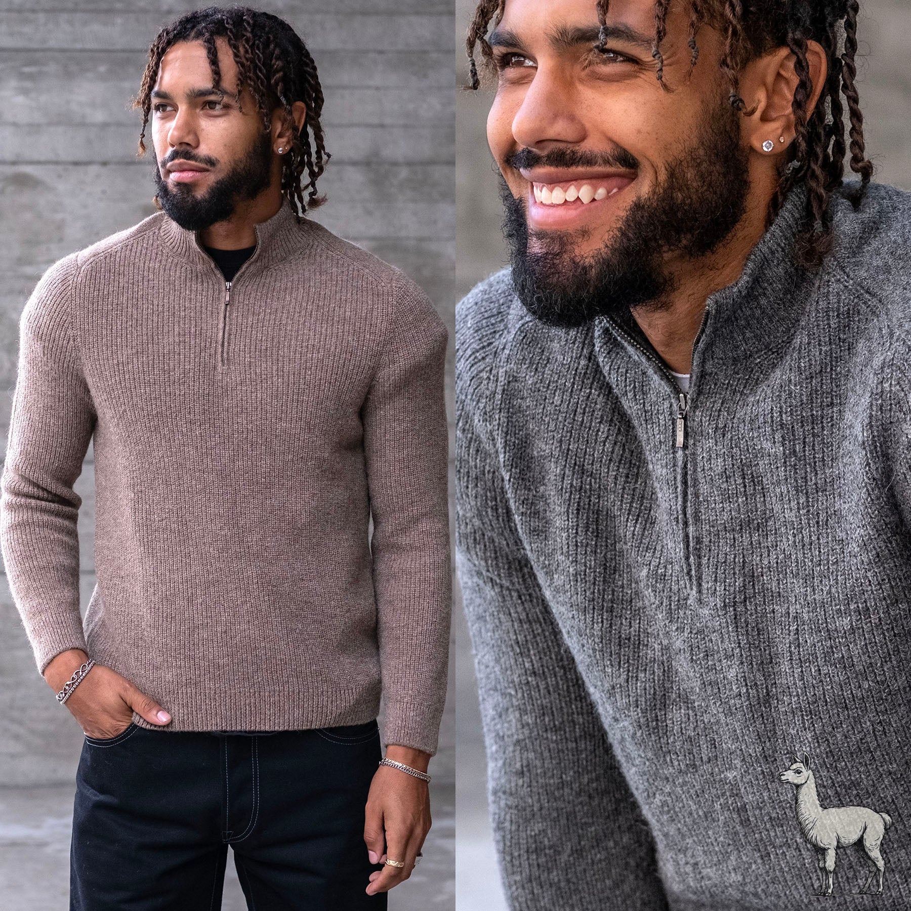 Alpaca Heavyweight Ribbed Half Zip Sweaters