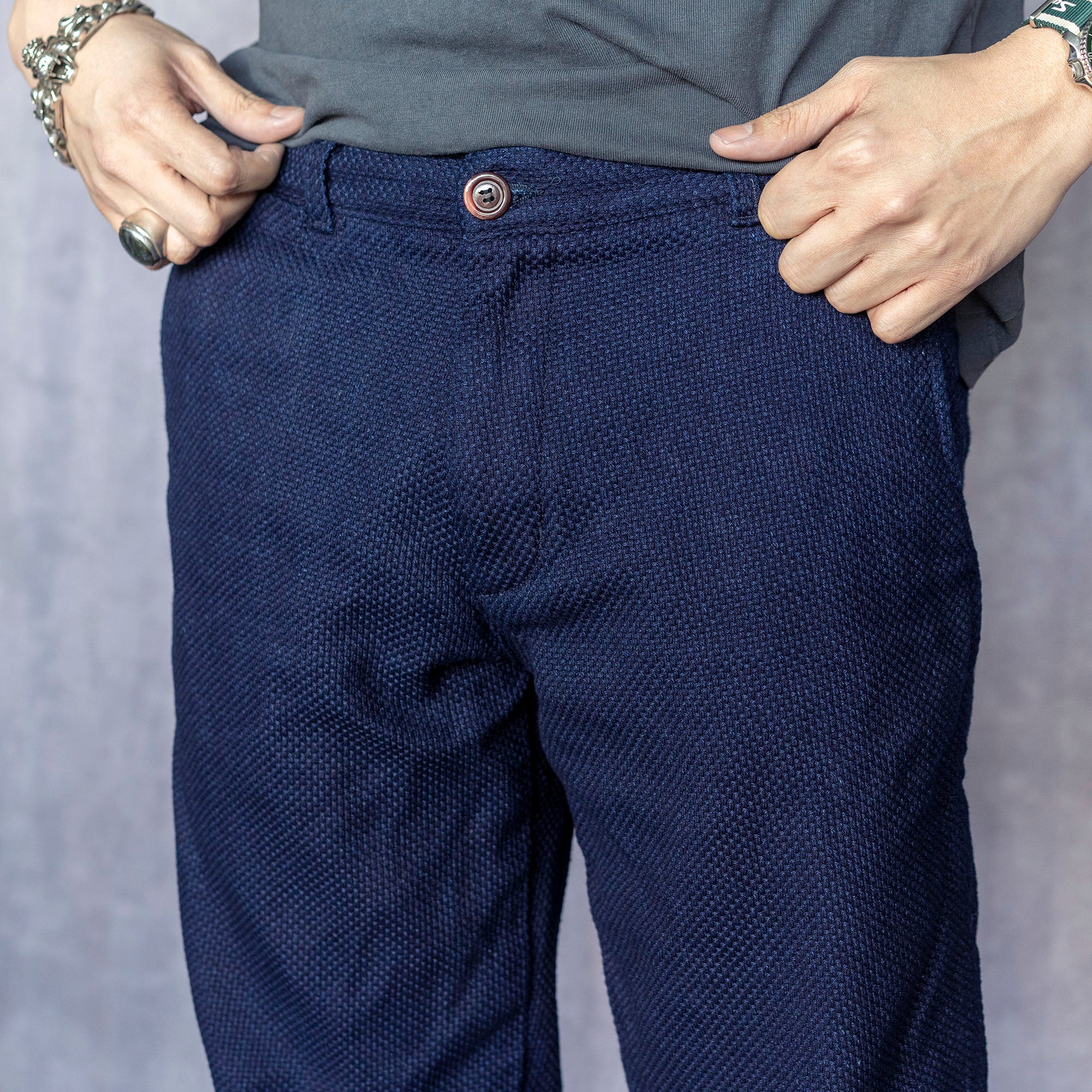 Rivet Chino Rope Dyed 13oz Indigo Sashiko