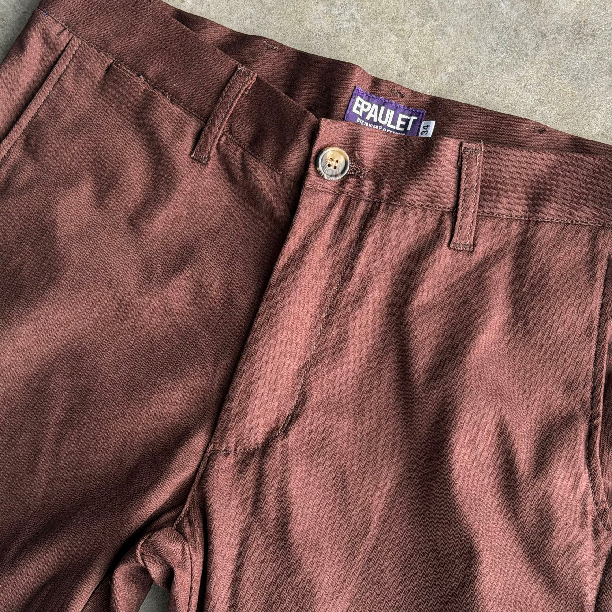 Rivet Chino Java Herringbone Cotton Sz 34