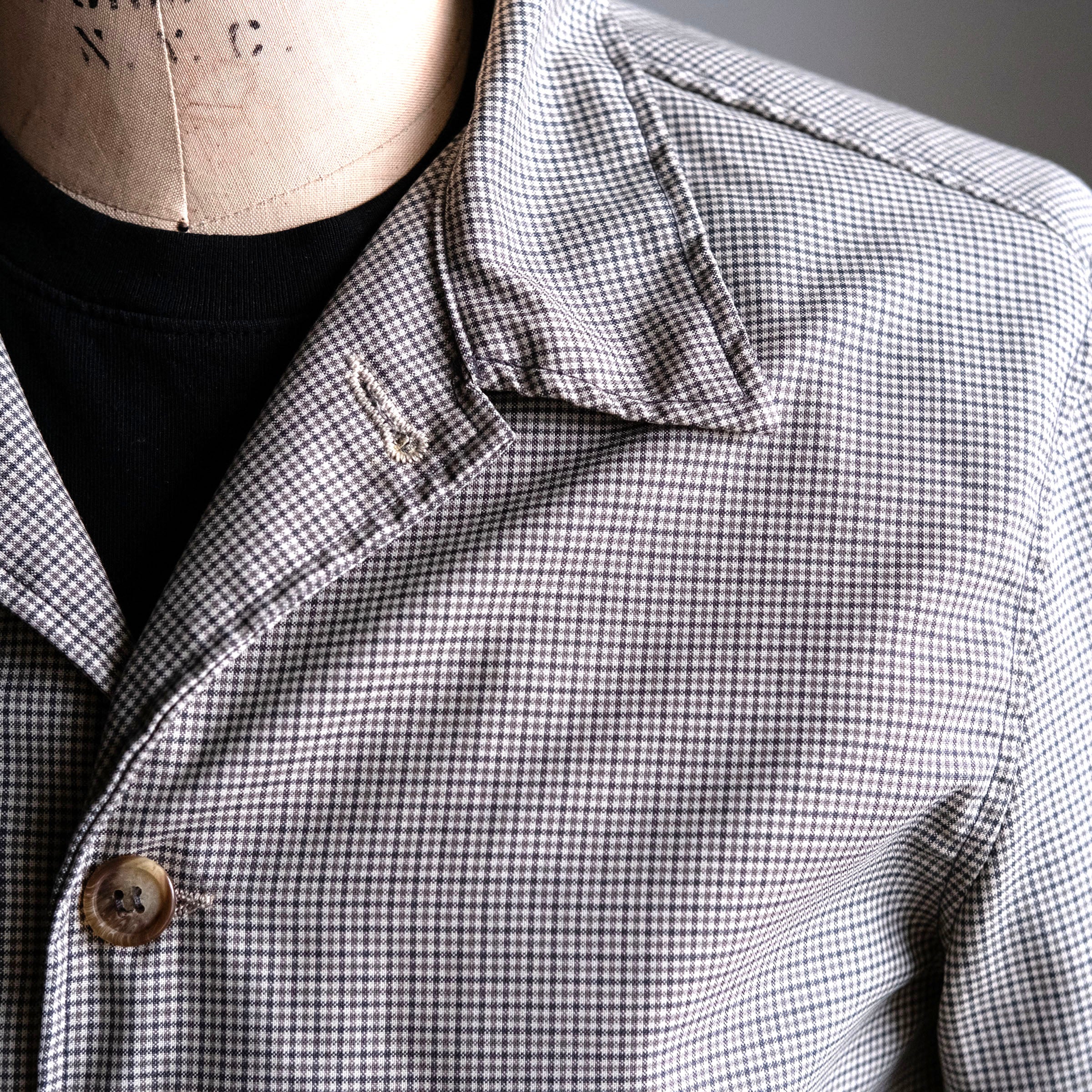 Sample Sale: Corso Jacket in Dove Microcheck Wool Sz 40 (fabric repair)
